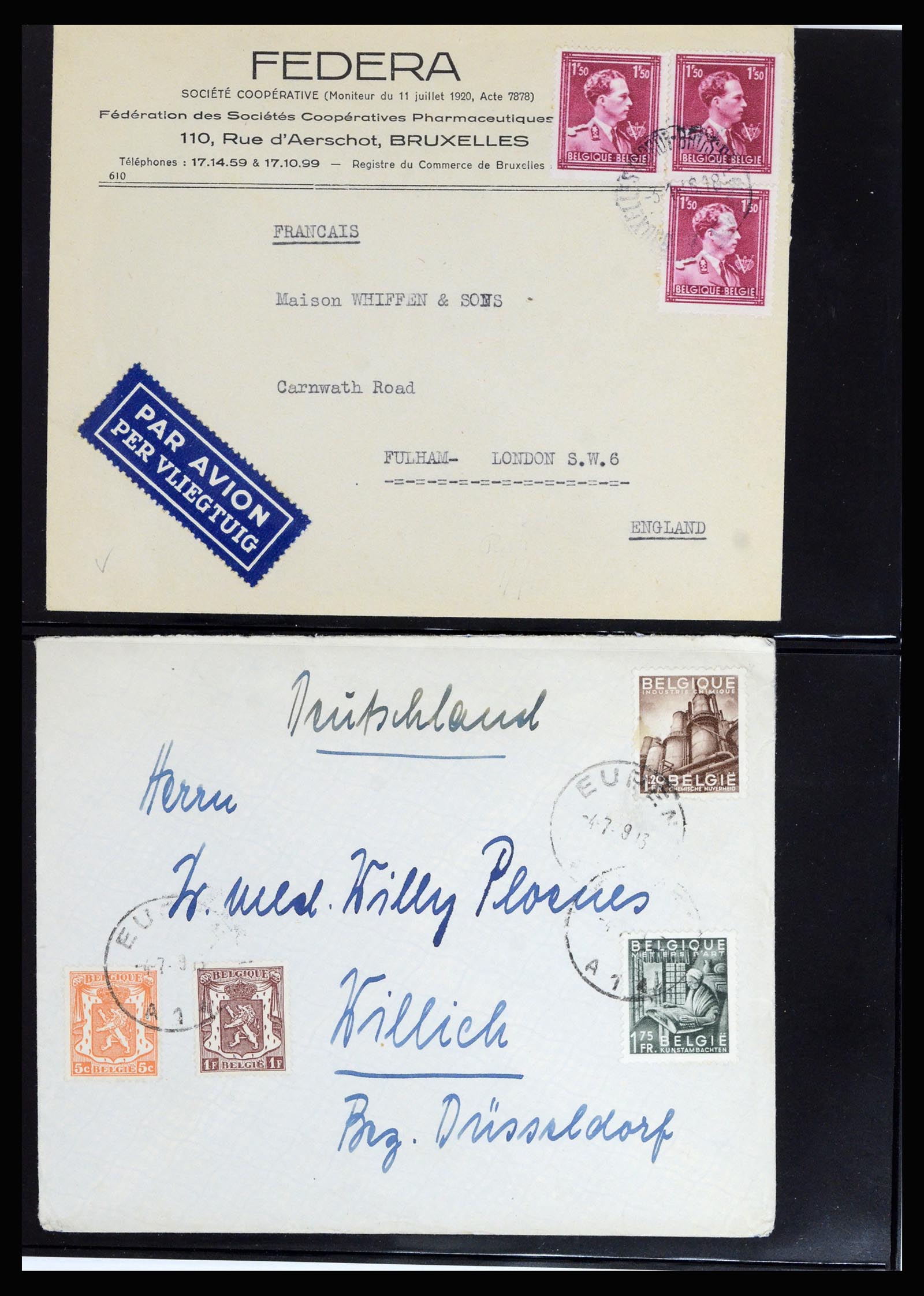 37072 090 - Postzegelverzameling 37072 België brieven 1751 (!)-1959.