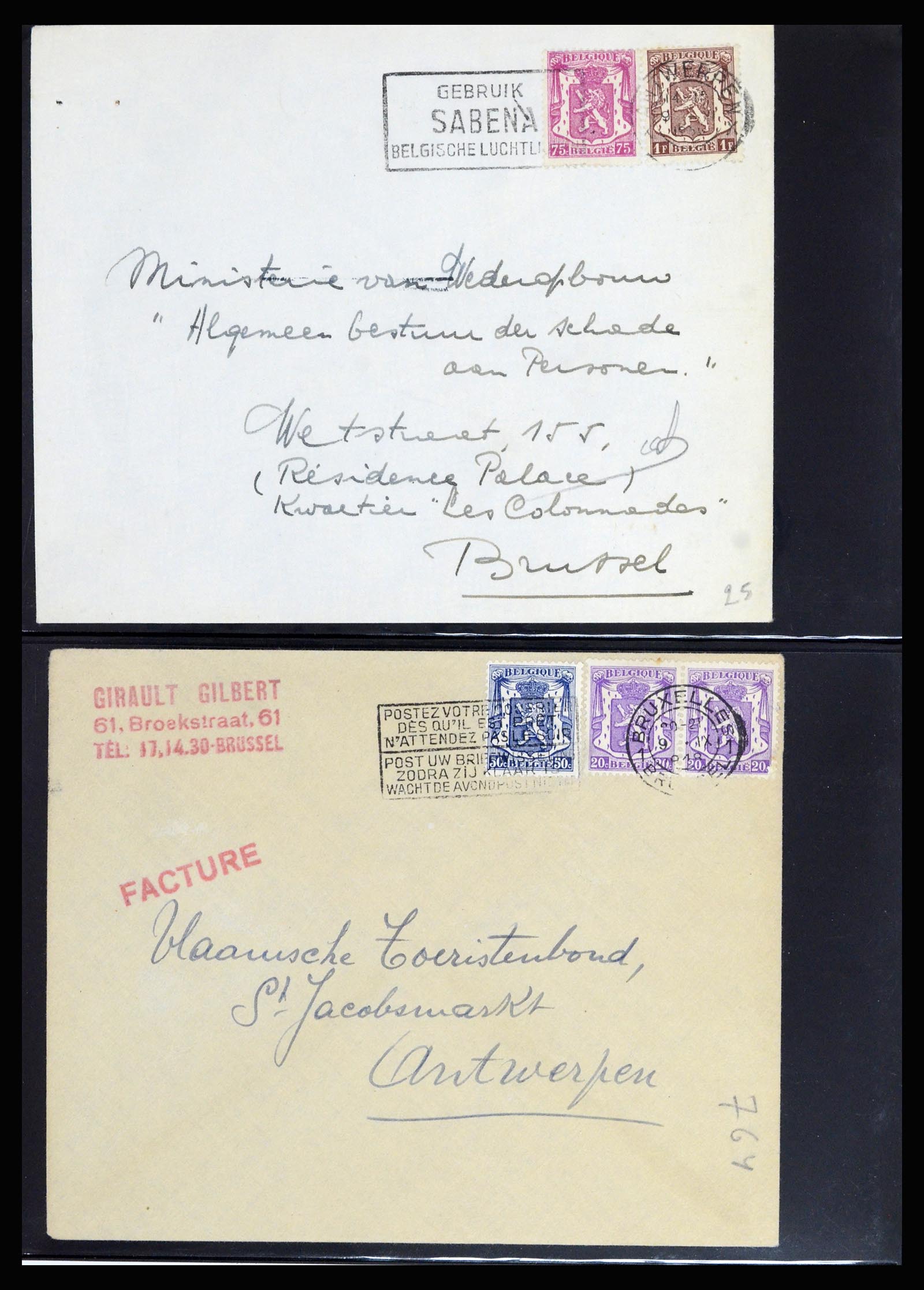37072 100 - Postzegelverzameling 37072 België brieven 1751 (!)-1959.