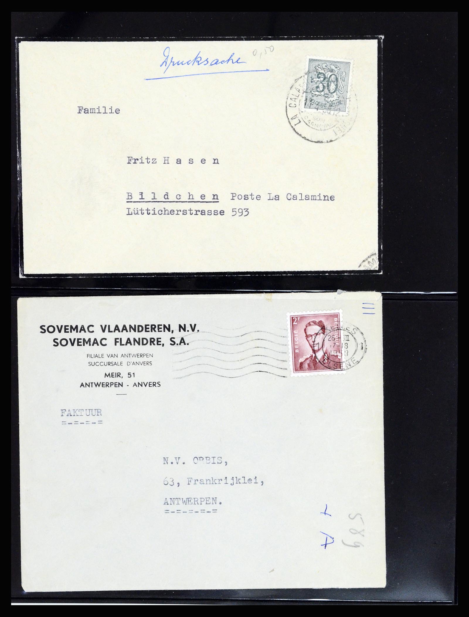 37072 126 - Postzegelverzameling 37072 België brieven 1751 (!)-1959.