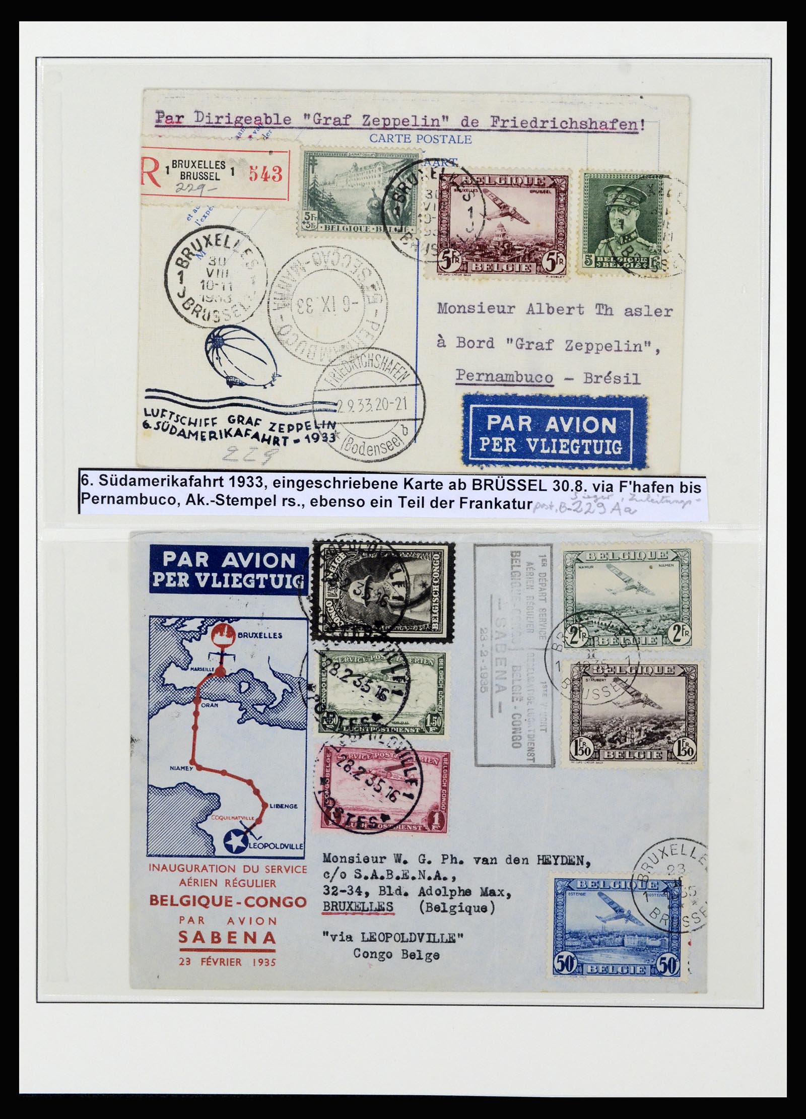 37073 001 - Postzegelverzameling 37073 België brieven 1933-1954.