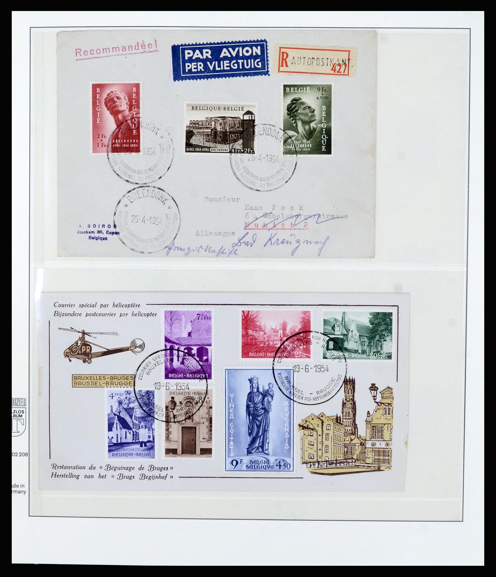 37073 011 - Postzegelverzameling 37073 België brieven 1933-1954.
