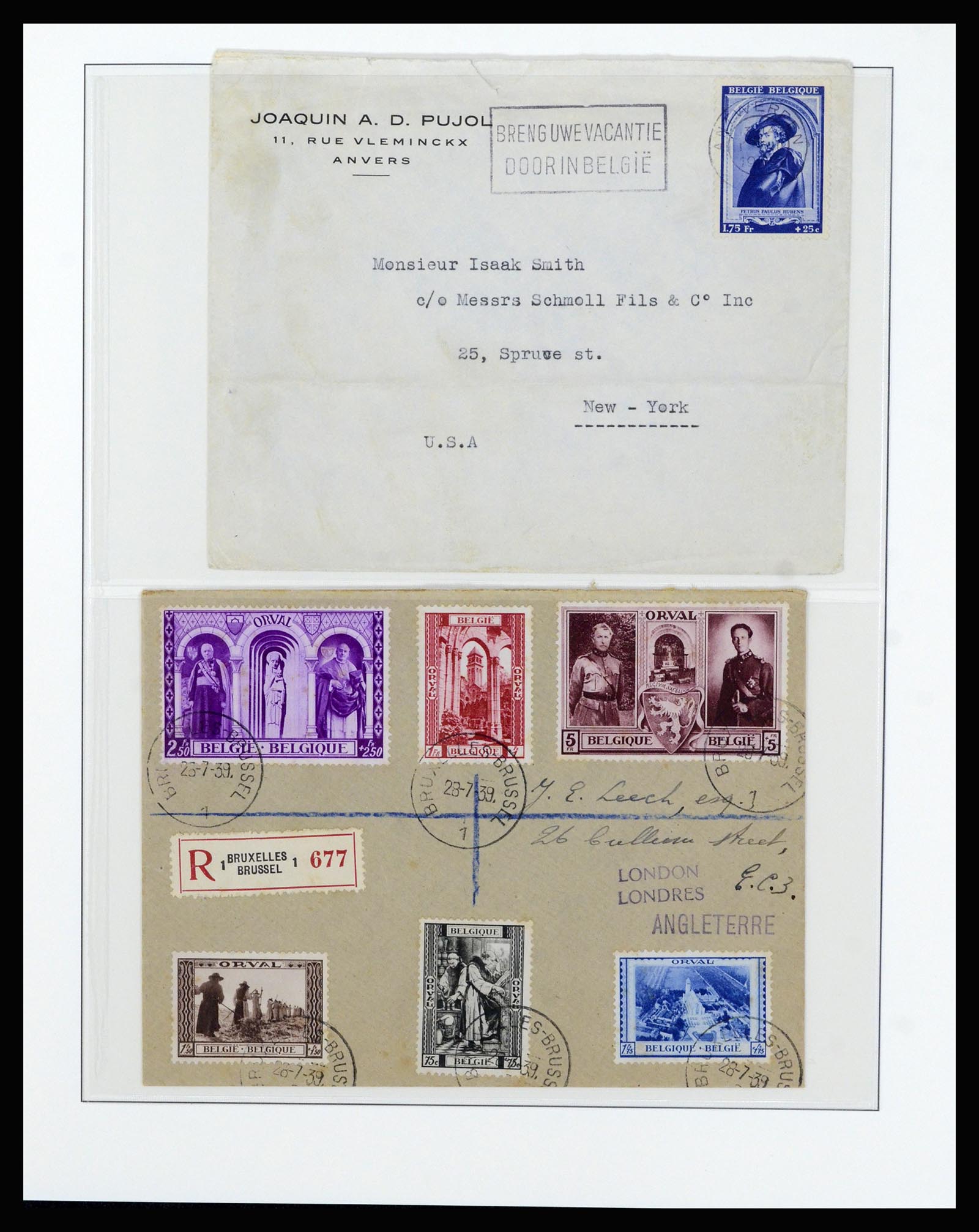 37073 013 - Postzegelverzameling 37073 België brieven 1933-1954.