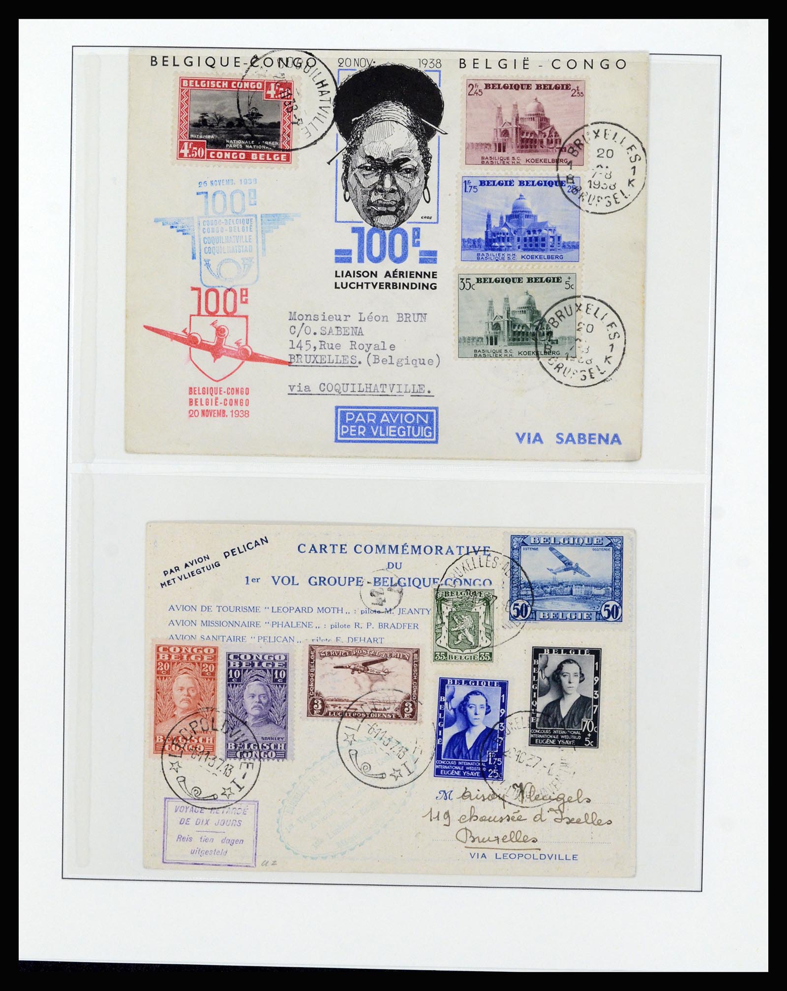 37073 014 - Postzegelverzameling 37073 België brieven 1933-1954.