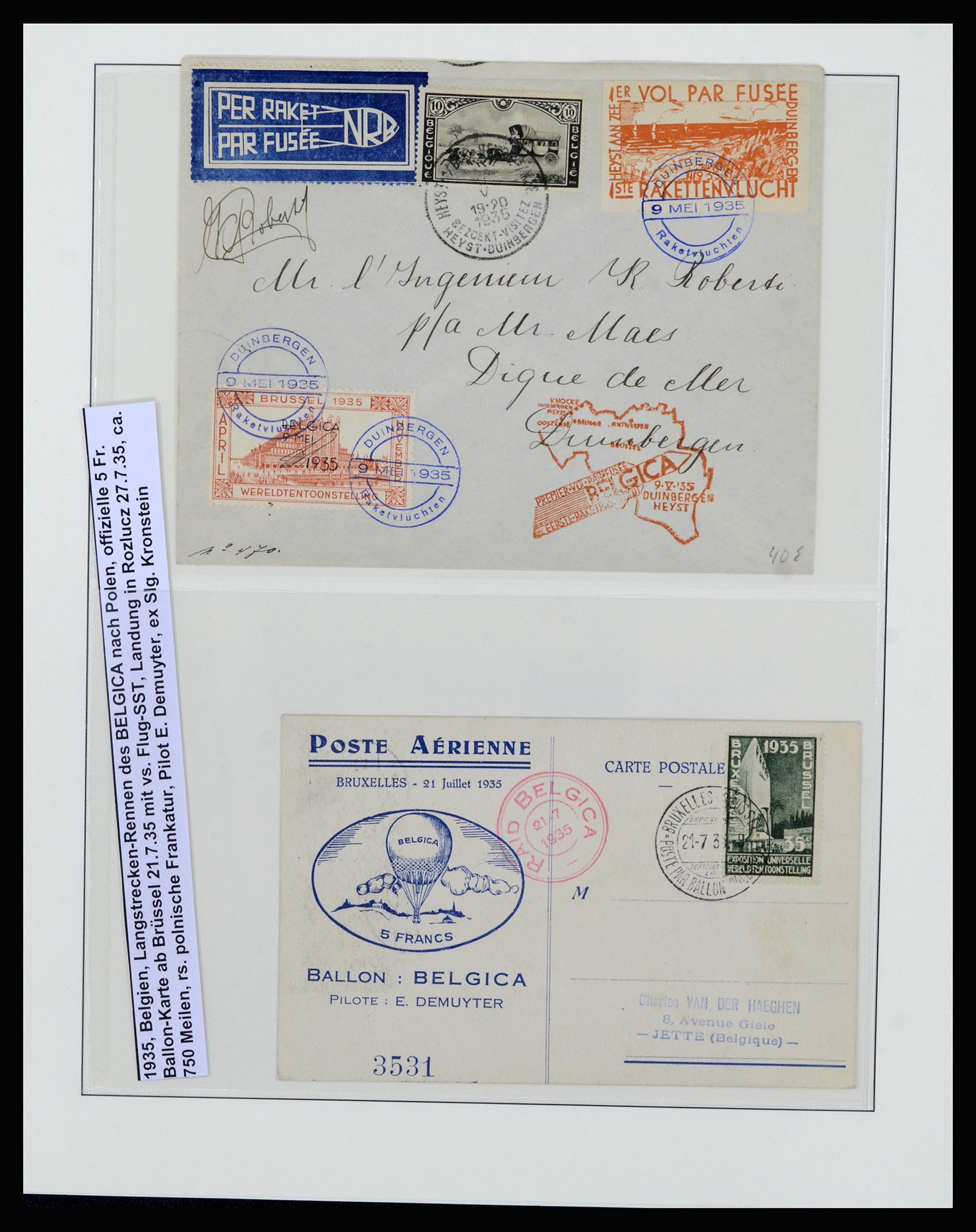 37073 015 - Postzegelverzameling 37073 België brieven 1933-1954.