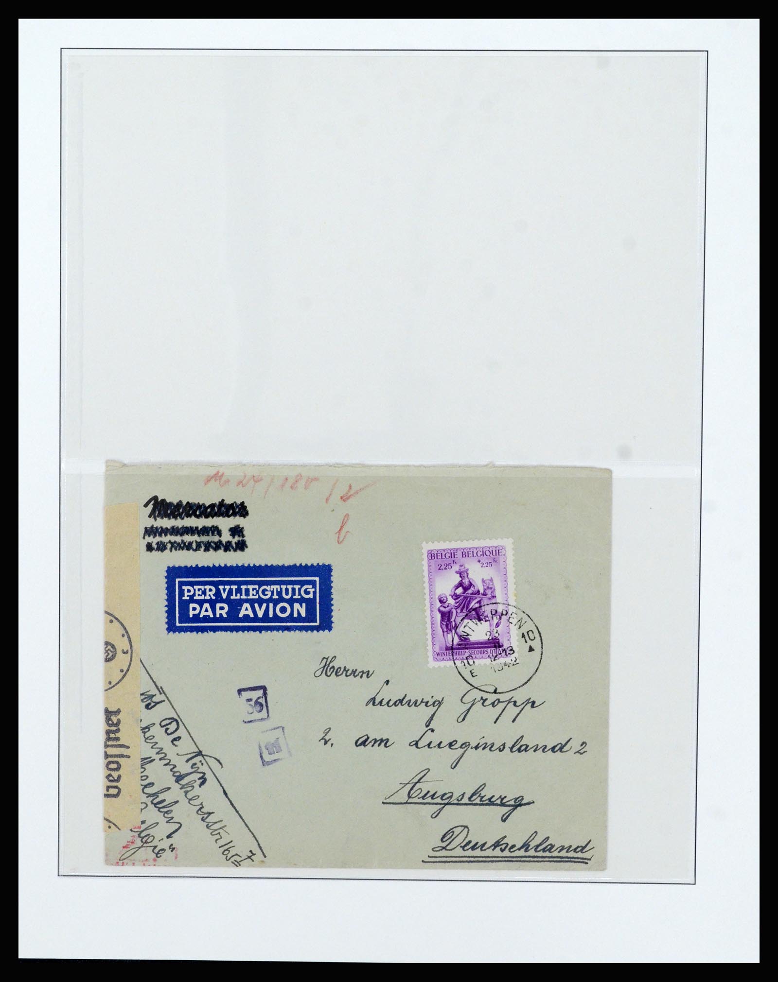 37073 024 - Postzegelverzameling 37073 België brieven 1933-1954.