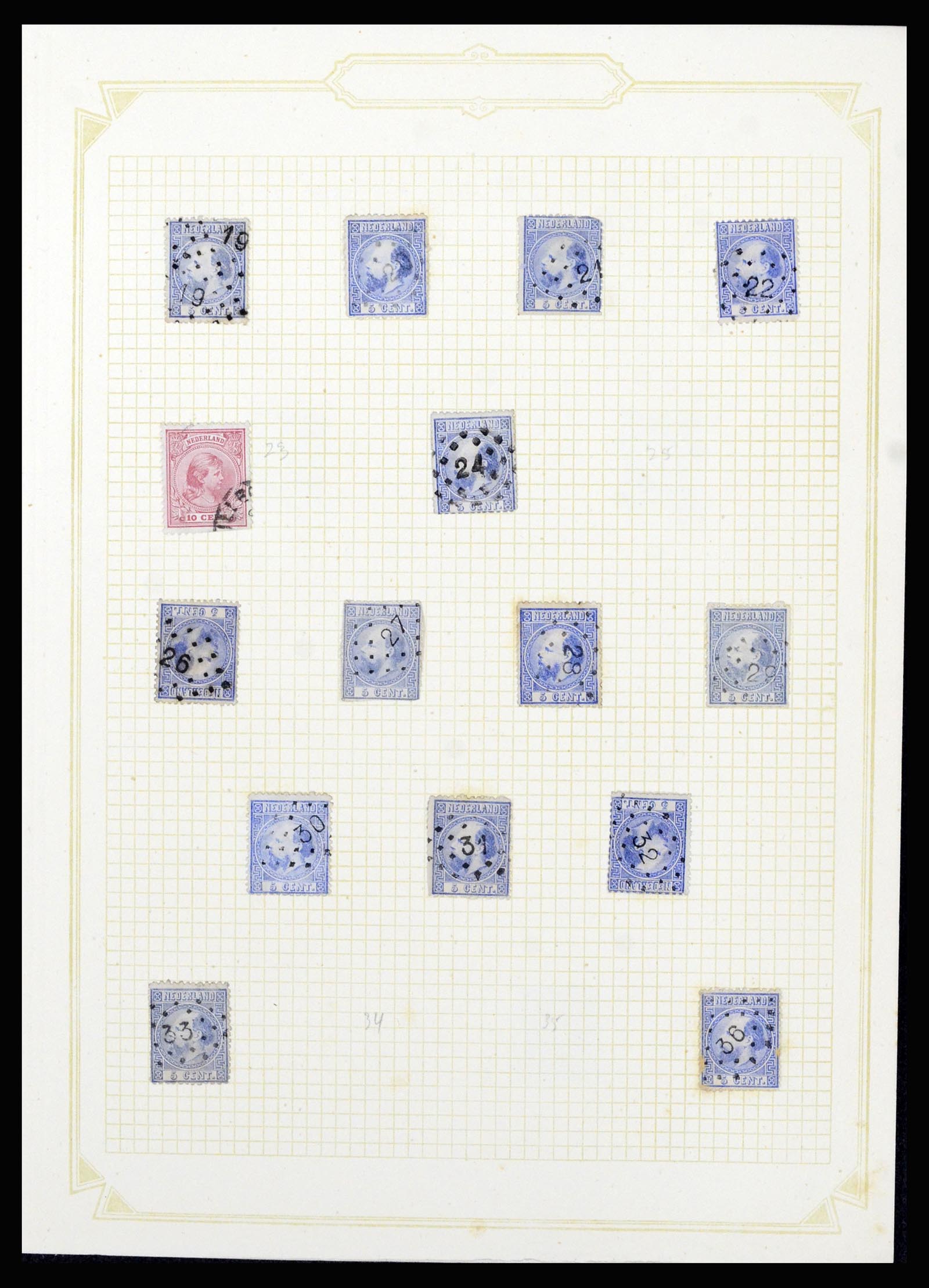 37076 002 - Postzegelverzameling 37076 Nederland stempels 1872-1920.