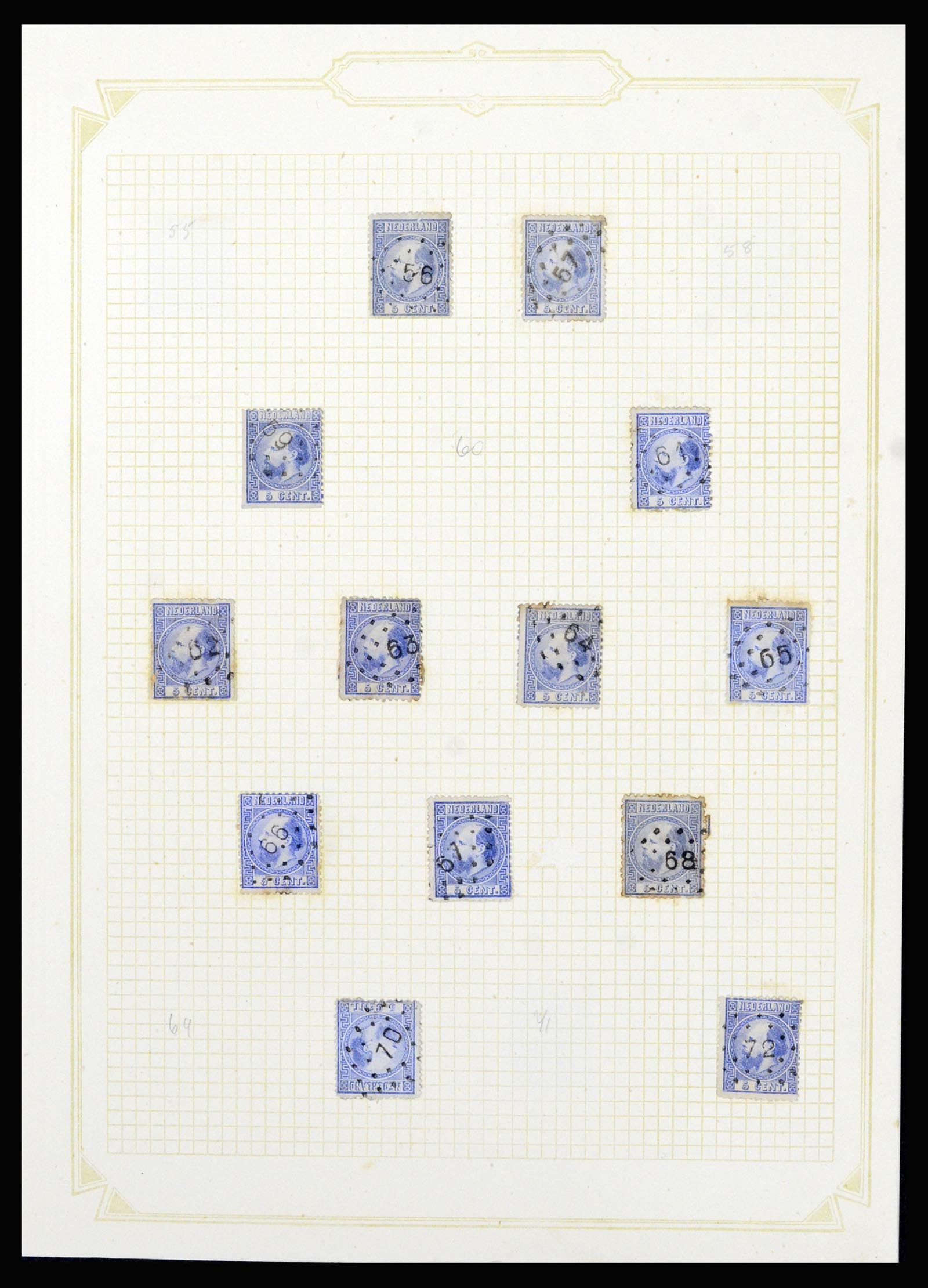 37076 004 - Postzegelverzameling 37076 Nederland stempels 1872-1920.