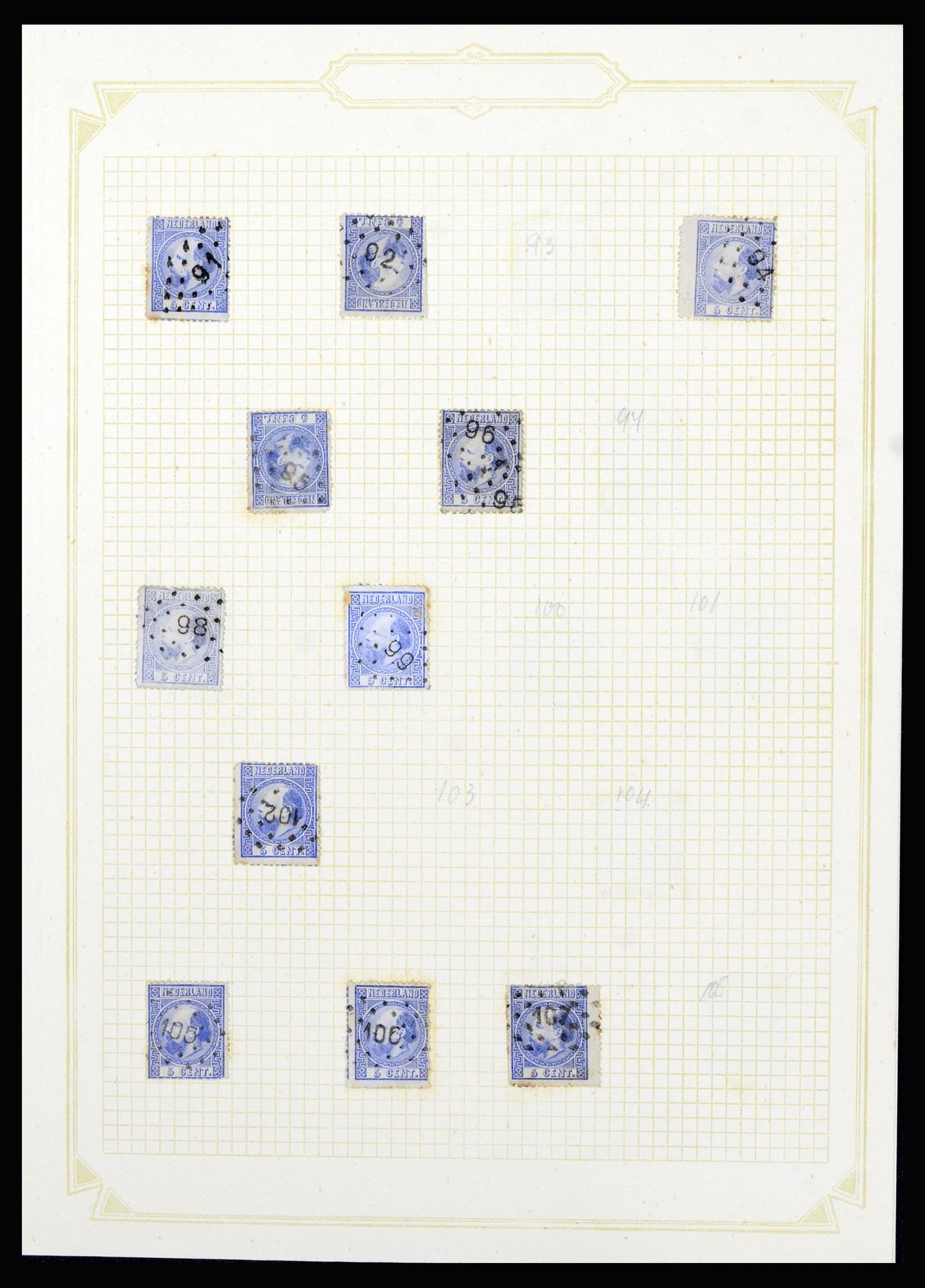 37076 006 - Postzegelverzameling 37076 Nederland stempels 1872-1920.