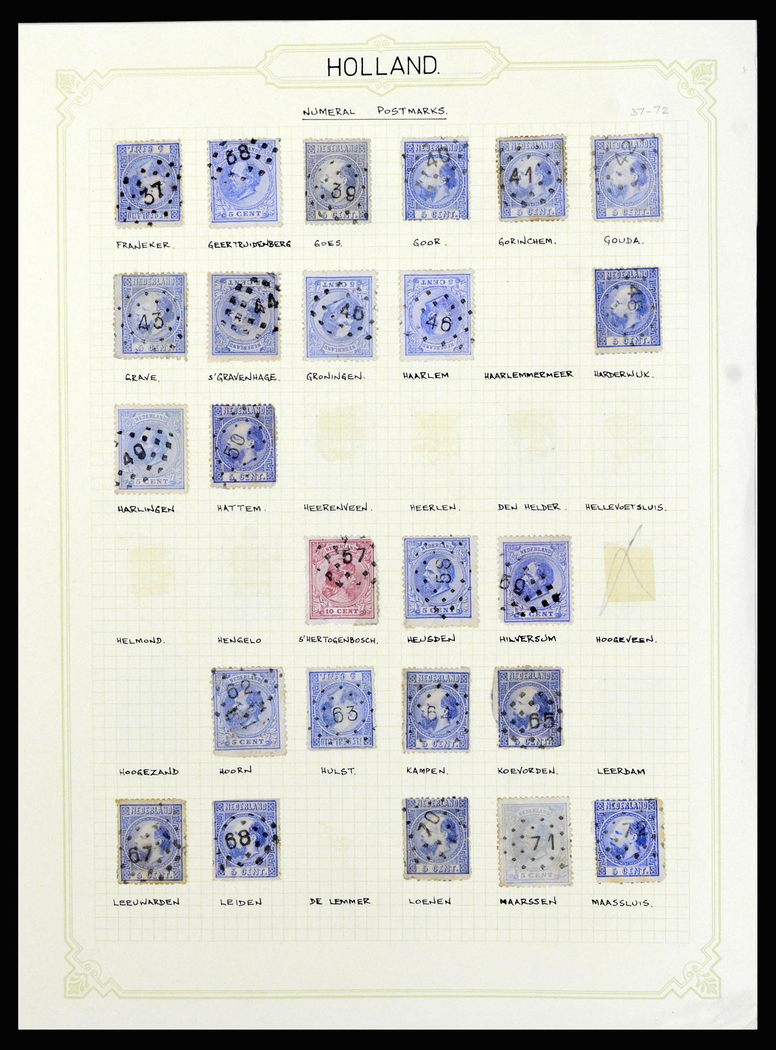 37076 019 - Postzegelverzameling 37076 Nederland stempels 1872-1920.