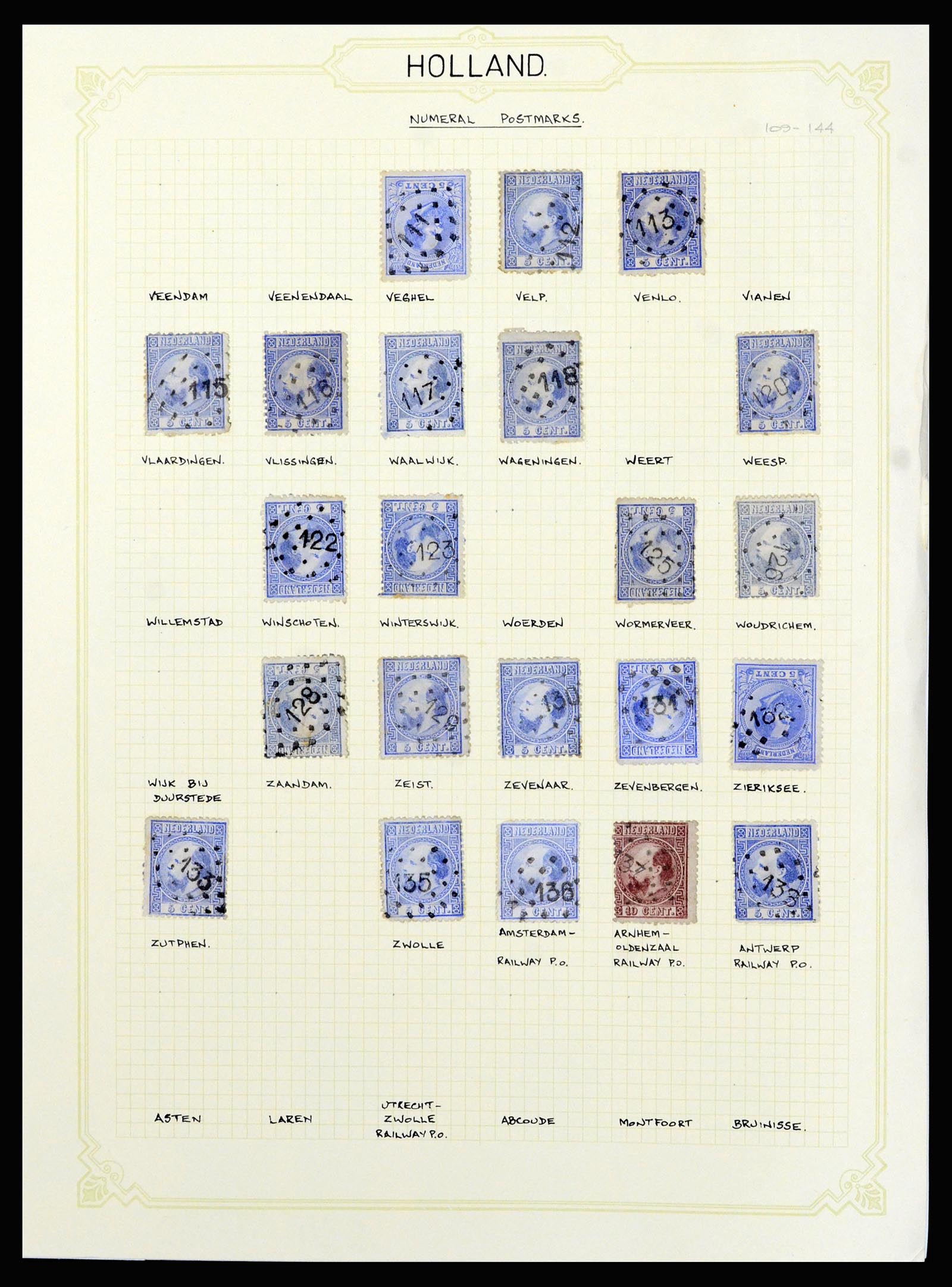 37076 020 - Postzegelverzameling 37076 Nederland stempels 1872-1920.