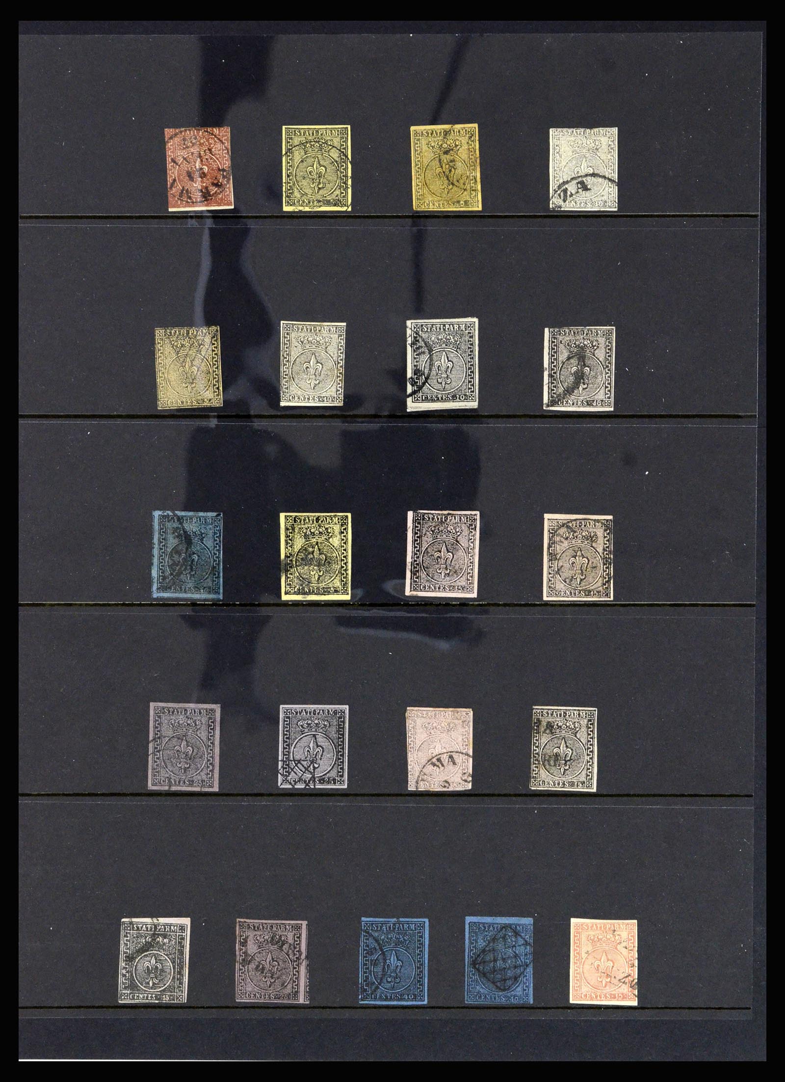 37078 001 - Postzegelverzameling 37078 Parma 1852-1859. 37078 001 - Postzegelverzameling 37078 Parma 1852-1859.