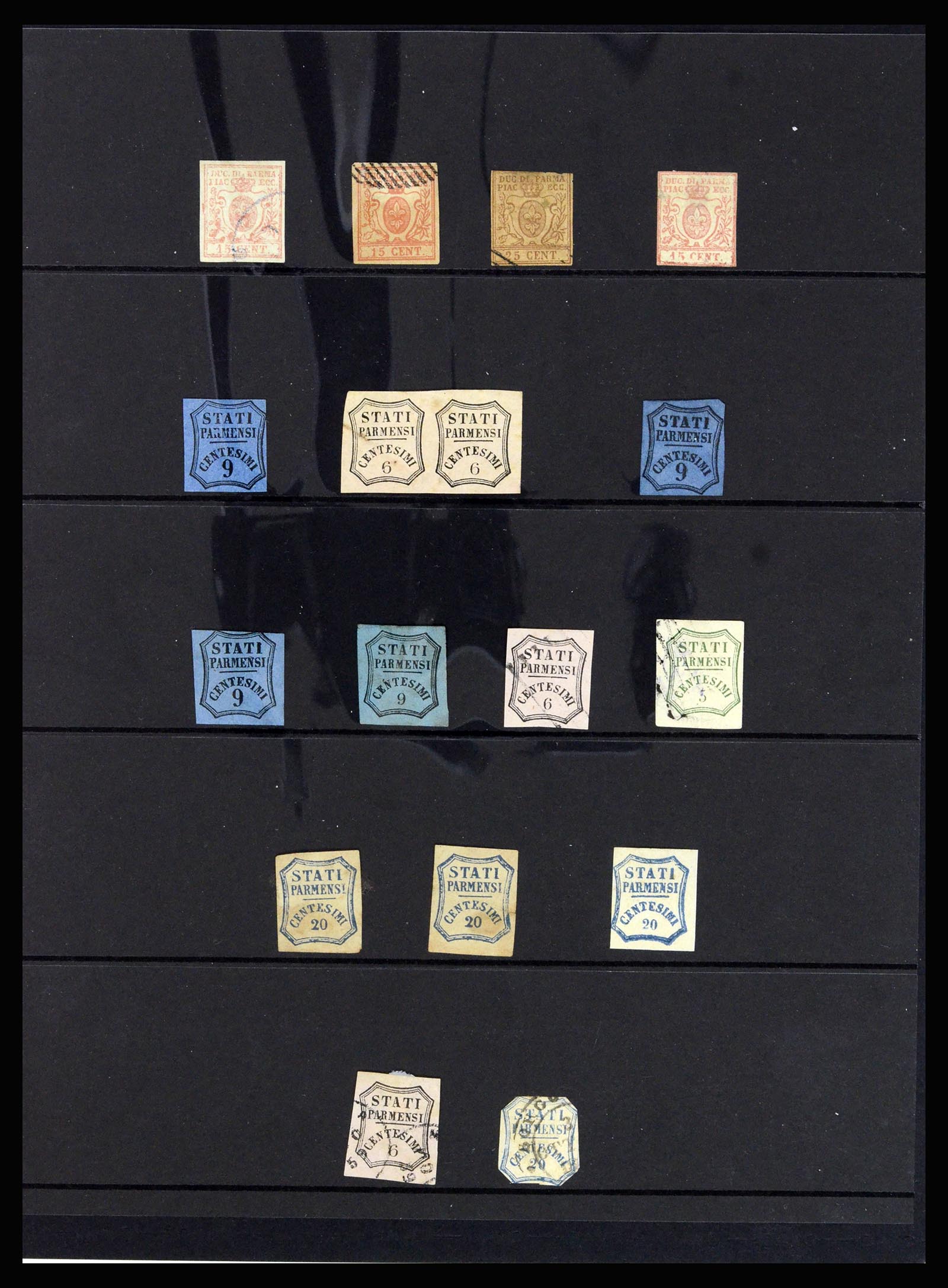 37078 002 - Postzegelverzameling 37078 Parma 1852-1859. 37078 002 - Postzegelverzameling 37078 Parma 1852-1859.