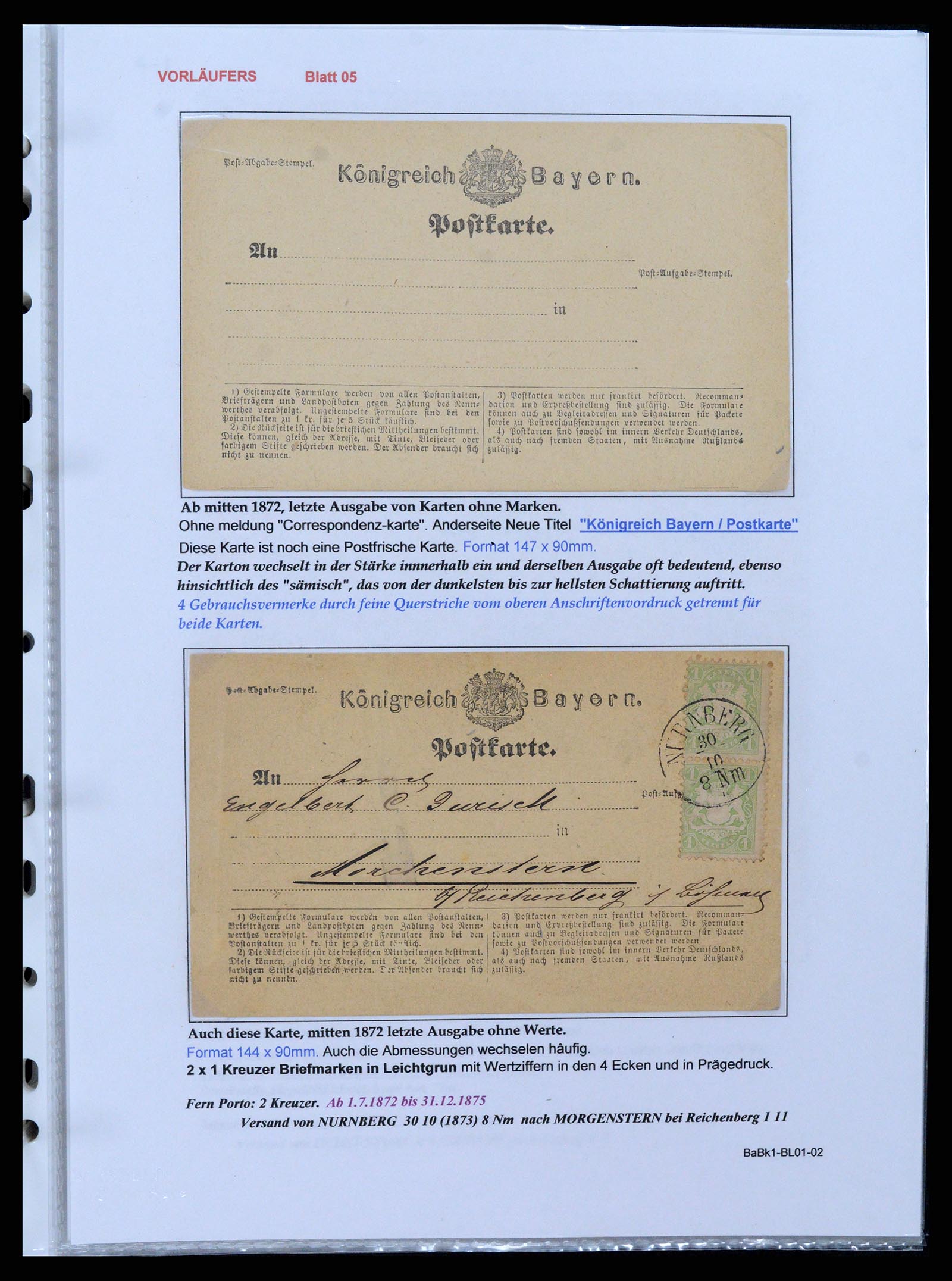 37097 008 - Postzegelverzameling 37097 Beieren postwaardestukken 1870-1920.