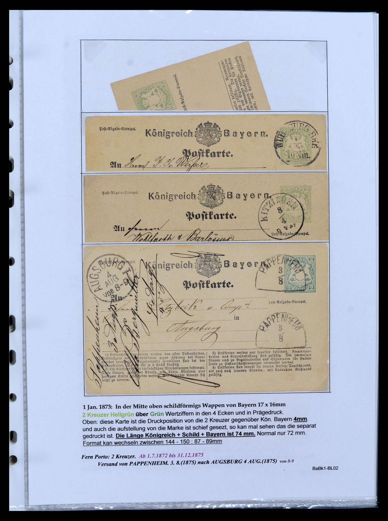 37097 010 - Postzegelverzameling 37097 Beieren postwaardestukken 1870-1920.