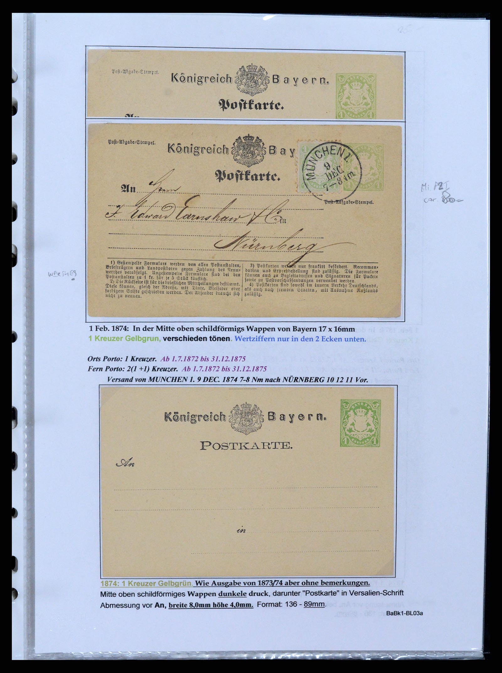 37097 011 - Postzegelverzameling 37097 Beieren postwaardestukken 1870-1920.