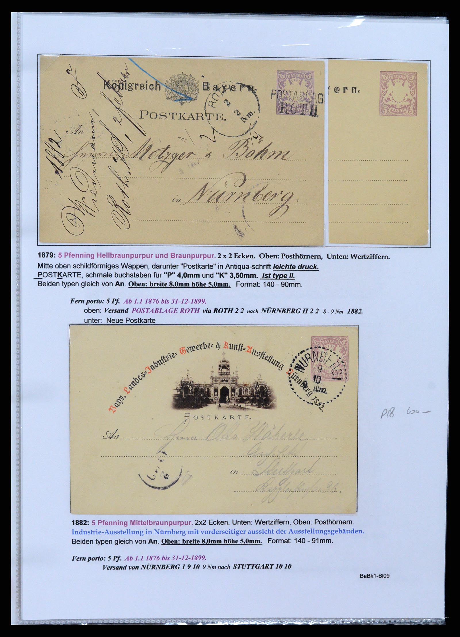 37097 019 - Postzegelverzameling 37097 Beieren postwaardestukken 1870-1920.
