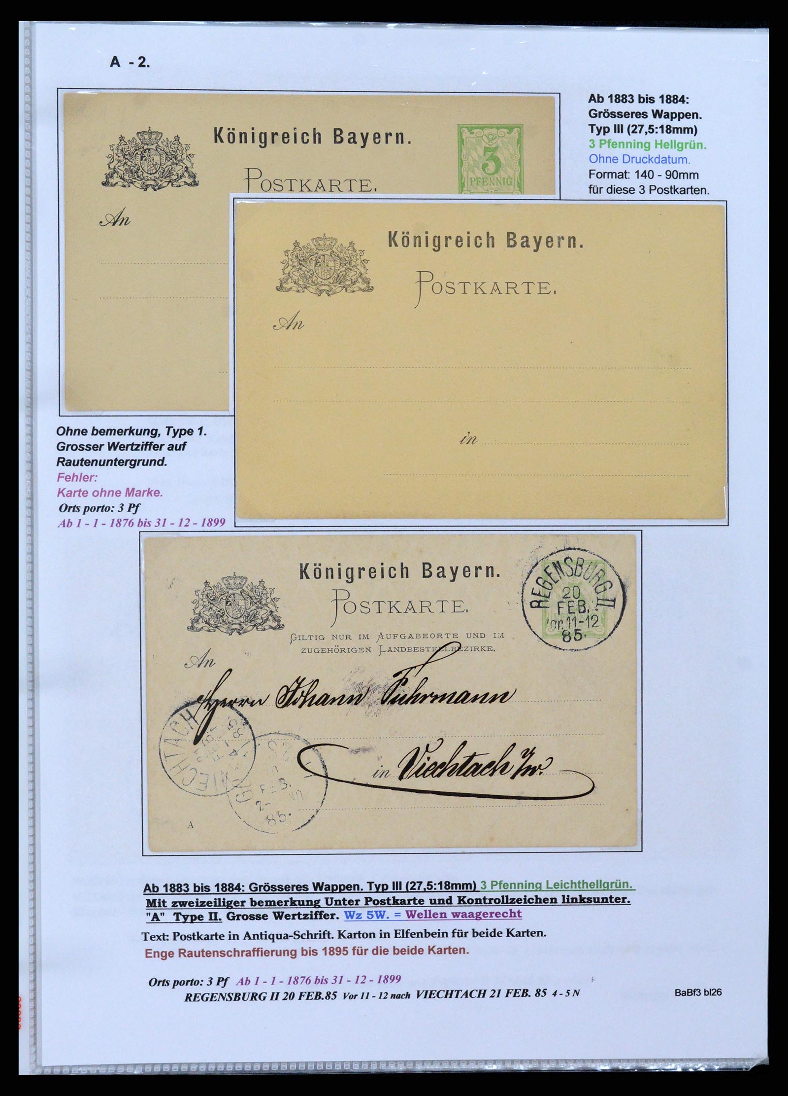37097 022 - Postzegelverzameling 37097 Beieren postwaardestukken 1870-1920.
