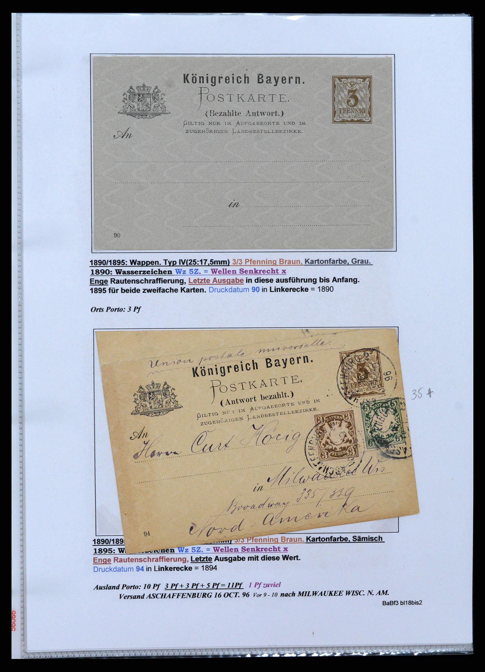 37097 028 - Postzegelverzameling 37097 Beieren postwaardestukken 1870-1920.