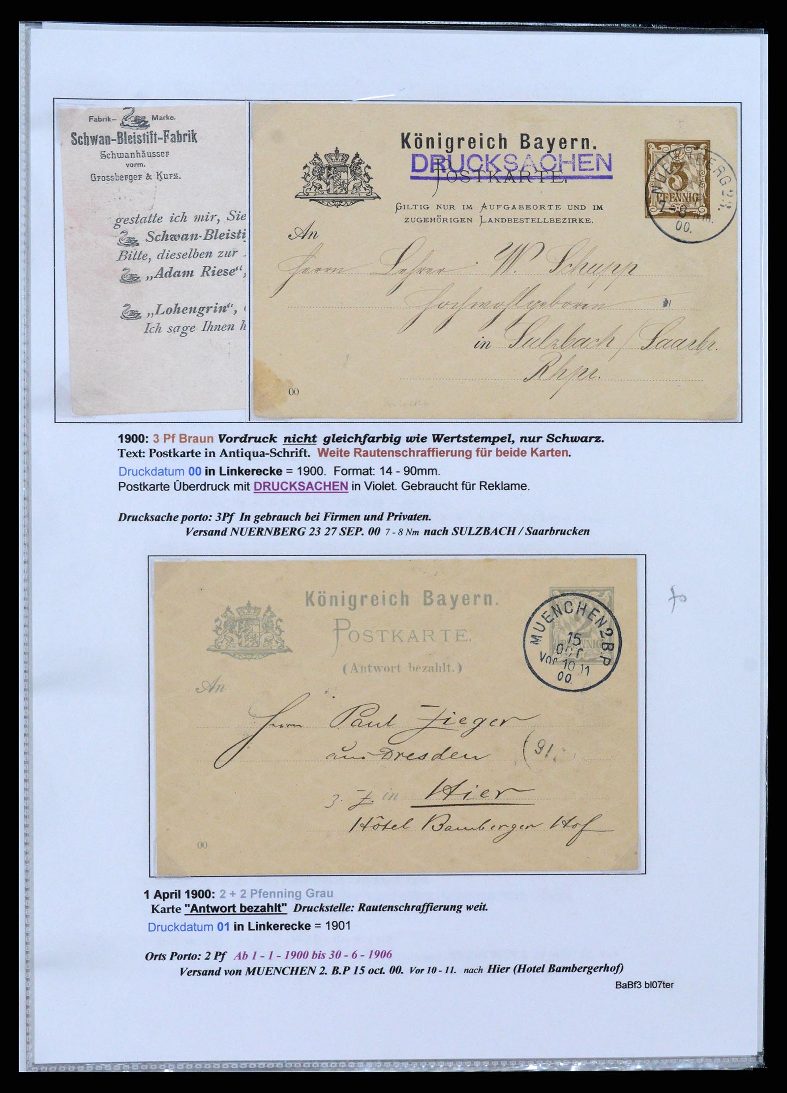 37097 035 - Postzegelverzameling 37097 Beieren postwaardestukken 1870-1920.