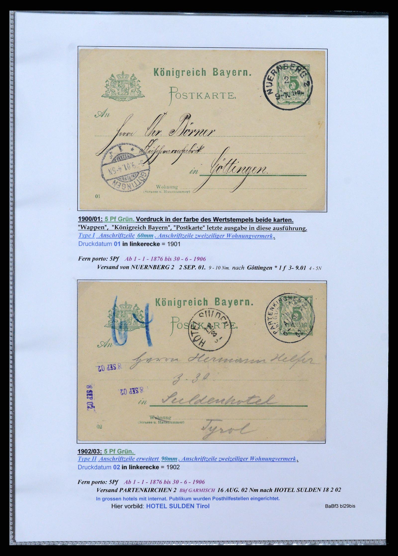 37097 038 - Postzegelverzameling 37097 Beieren postwaardestukken 1870-1920.