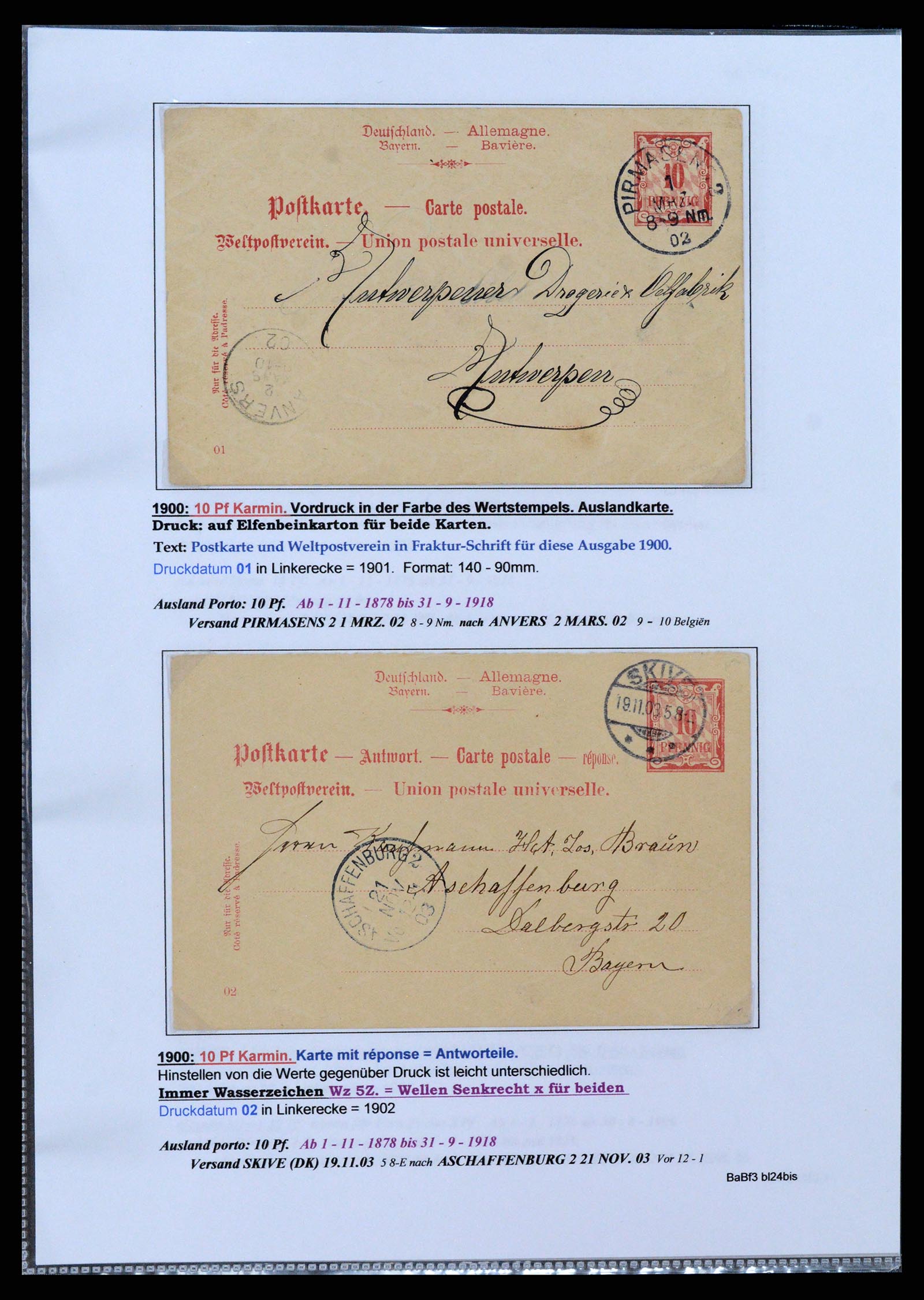 37097 039 - Postzegelverzameling 37097 Beieren postwaardestukken 1870-1920.