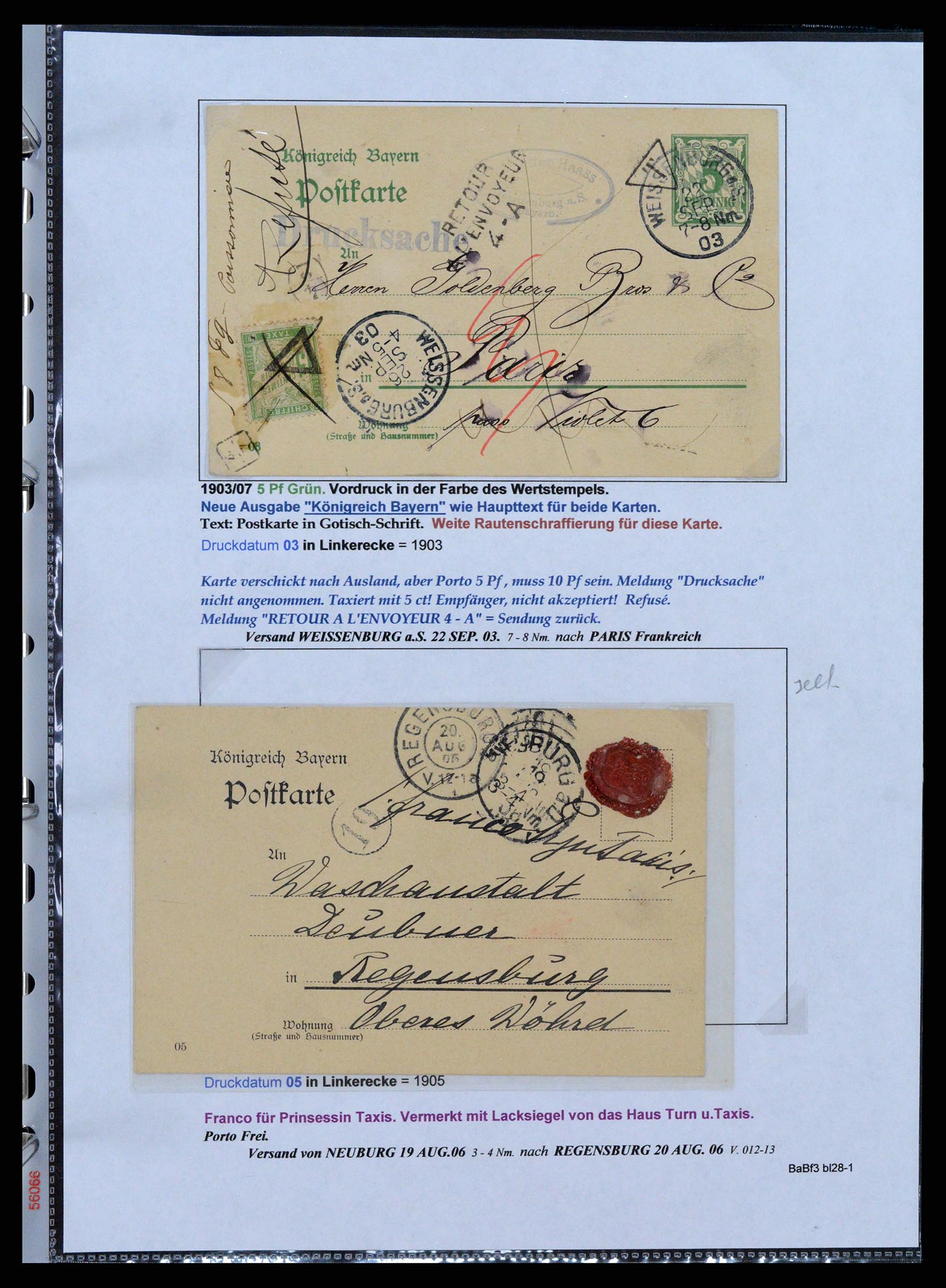 37097 041 - Postzegelverzameling 37097 Beieren postwaardestukken 1870-1920.
