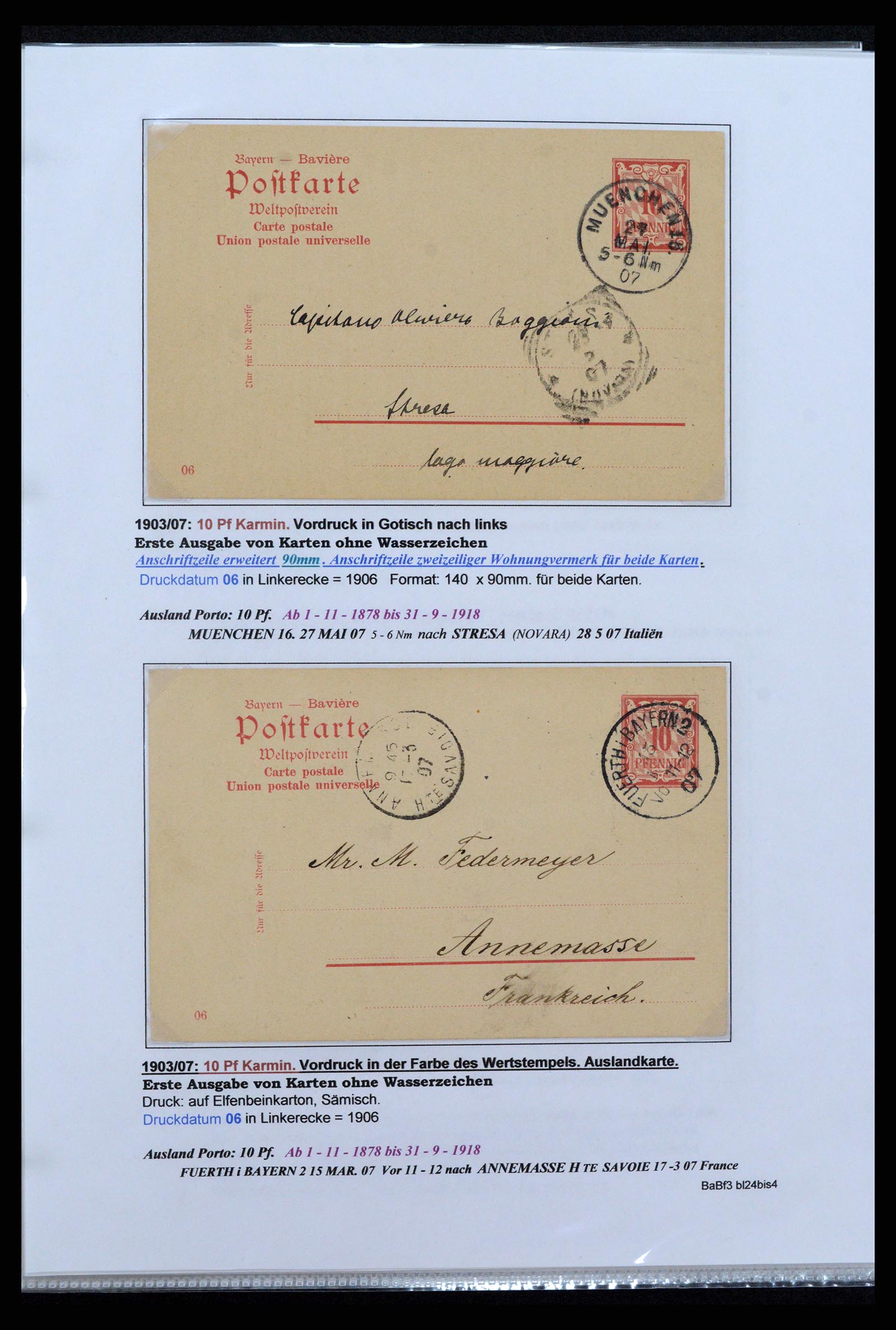 37097 042 - Postzegelverzameling 37097 Beieren postwaardestukken 1870-1920.