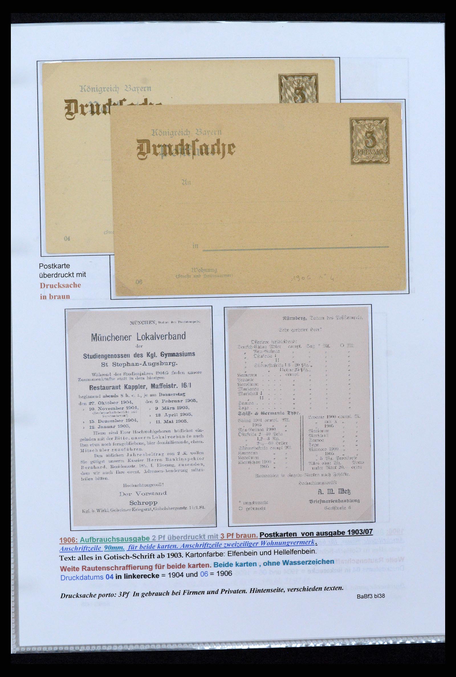 37097 048 - Postzegelverzameling 37097 Beieren postwaardestukken 1870-1920.