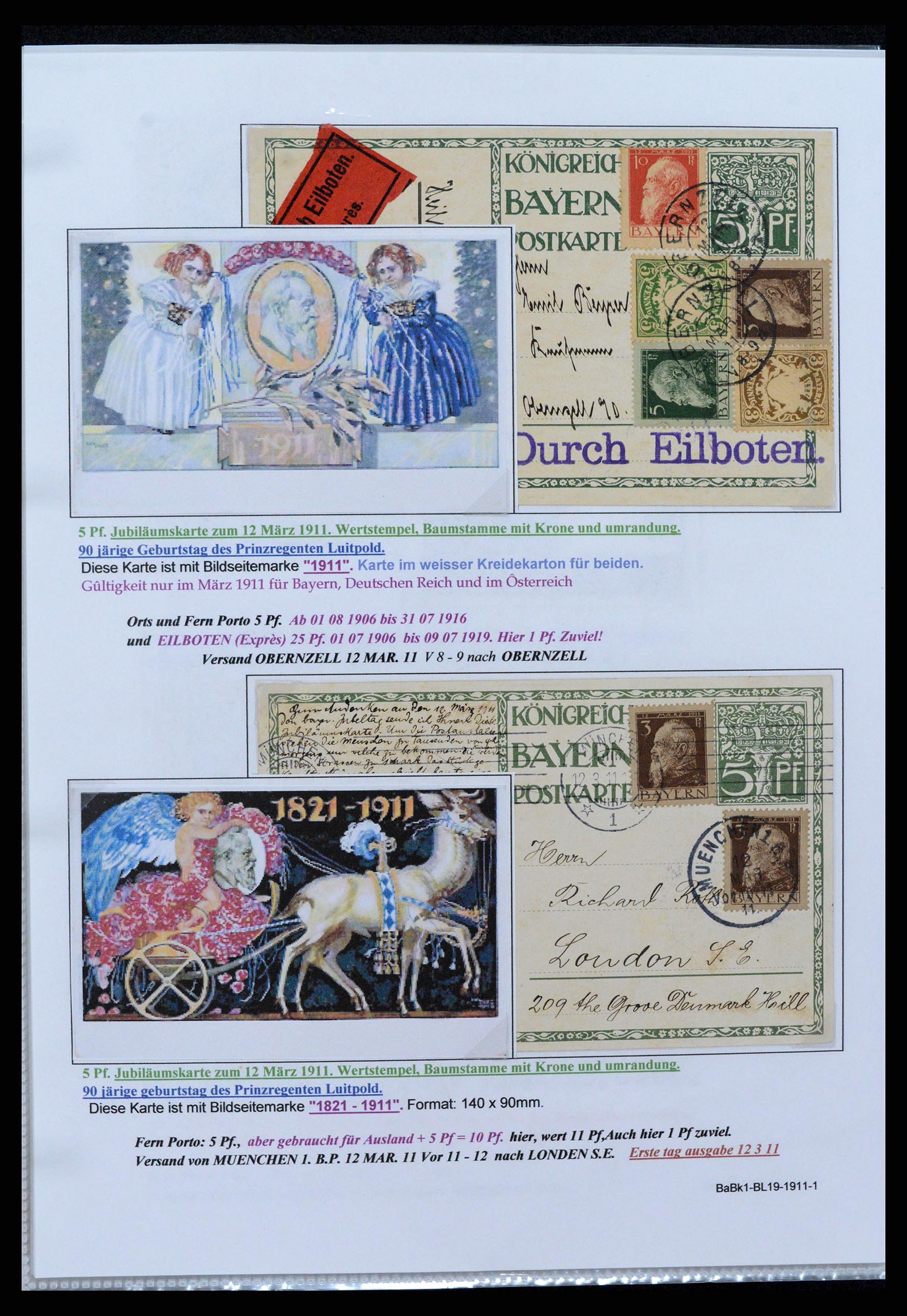 37097 053 - Postzegelverzameling 37097 Beieren postwaardestukken 1870-1920.