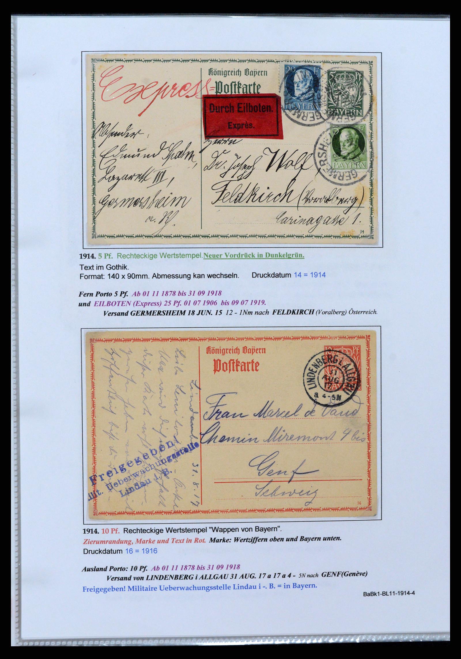 37097 058 - Postzegelverzameling 37097 Beieren postwaardestukken 1870-1920.