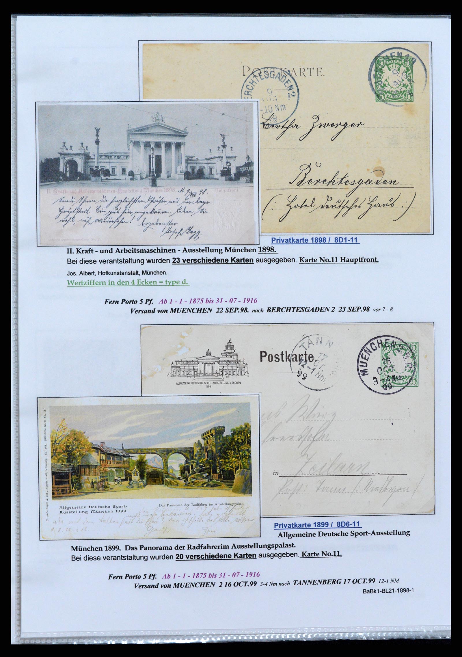 37097 067 - Postzegelverzameling 37097 Beieren postwaardestukken 1870-1920.