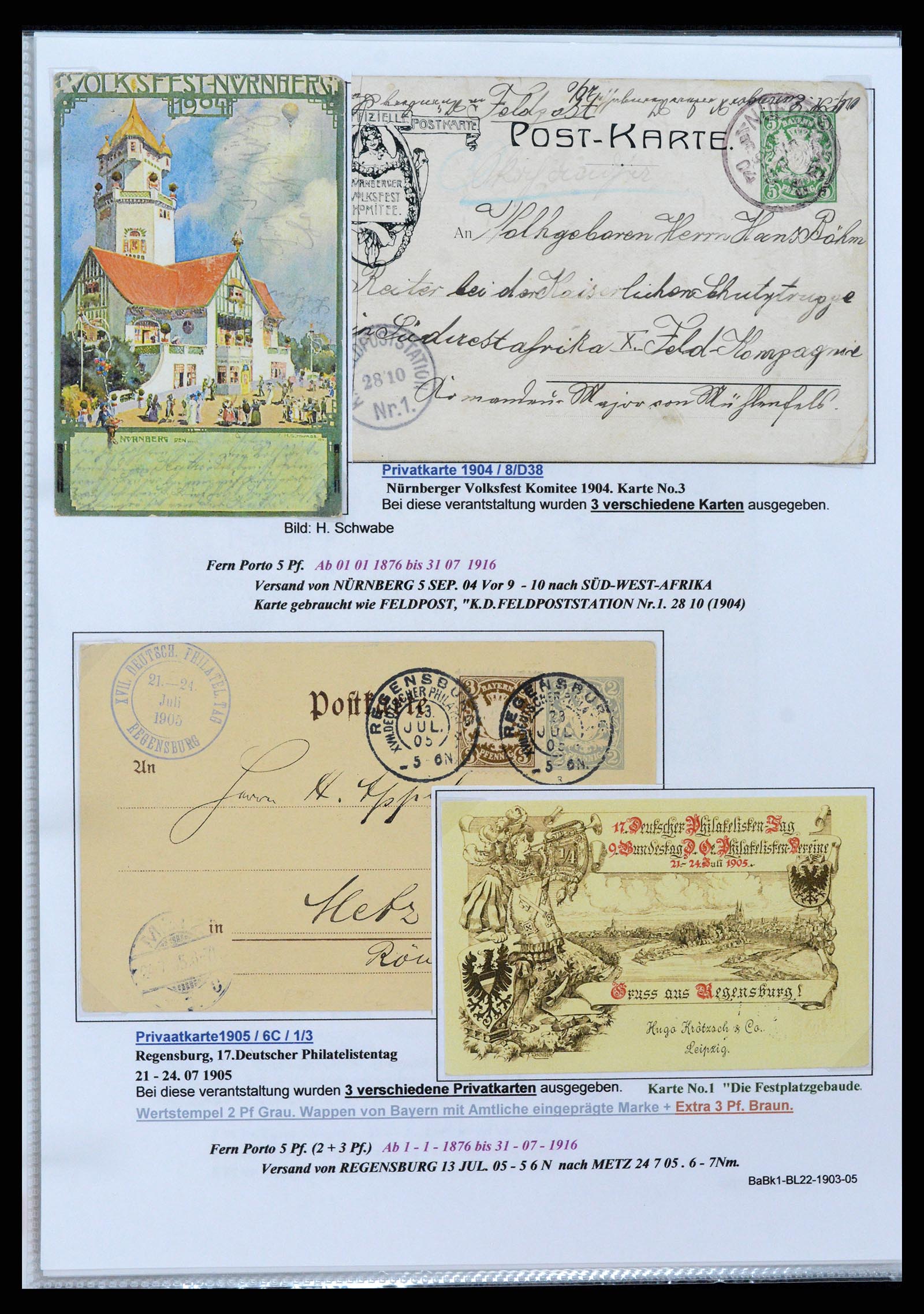 37097 069 - Postzegelverzameling 37097 Beieren postwaardestukken 1870-1920.