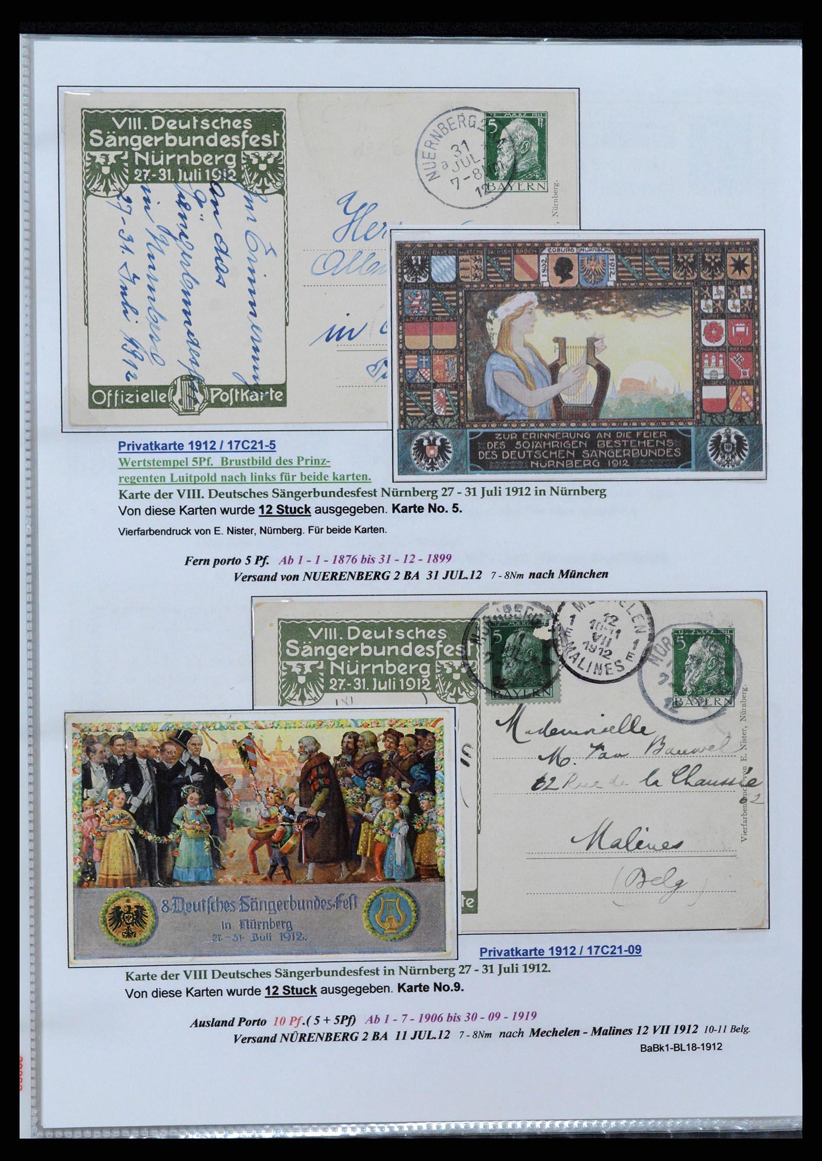 37097 077 - Postzegelverzameling 37097 Beieren postwaardestukken 1870-1920.