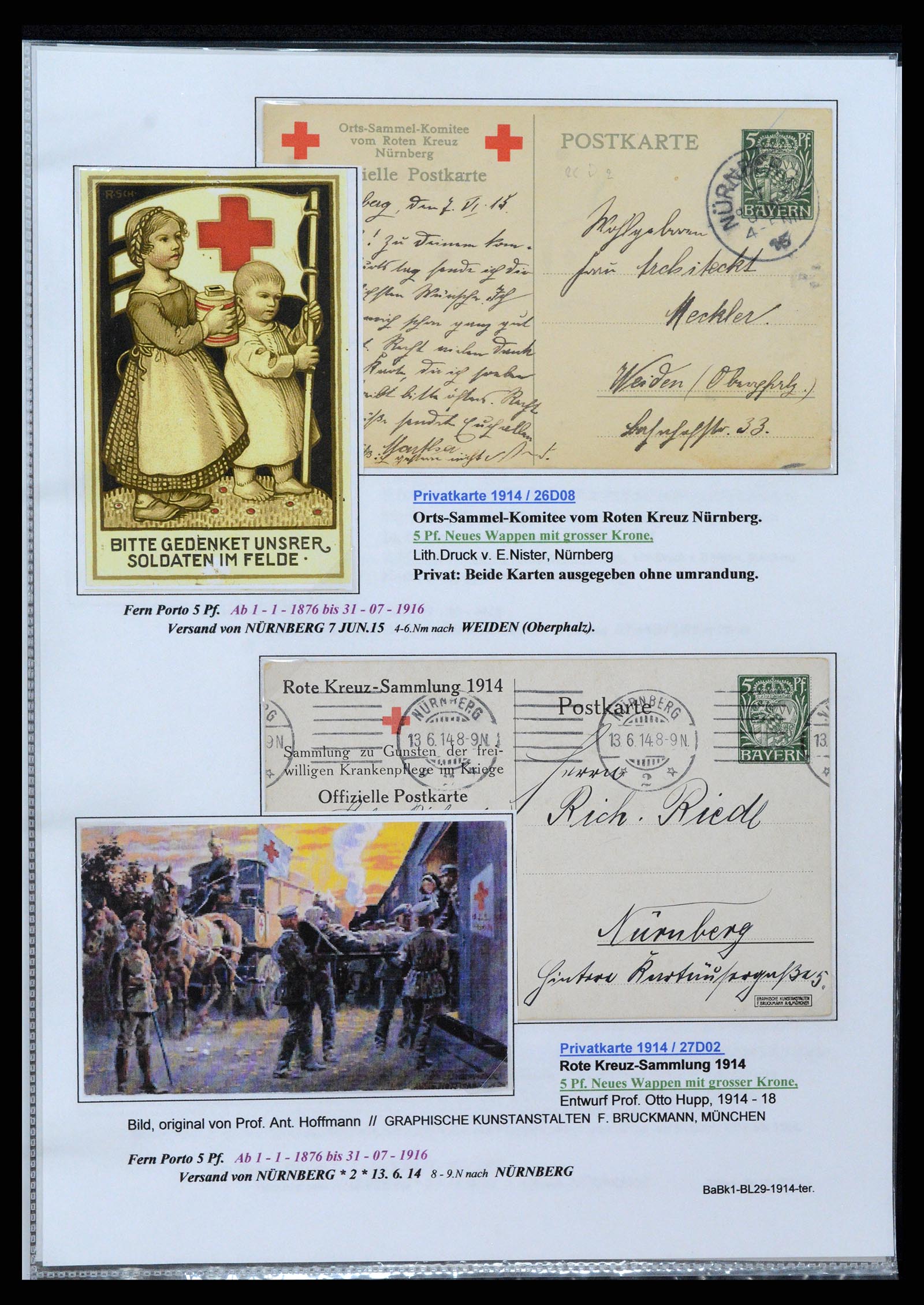 37097 081 - Postzegelverzameling 37097 Beieren postwaardestukken 1870-1920.