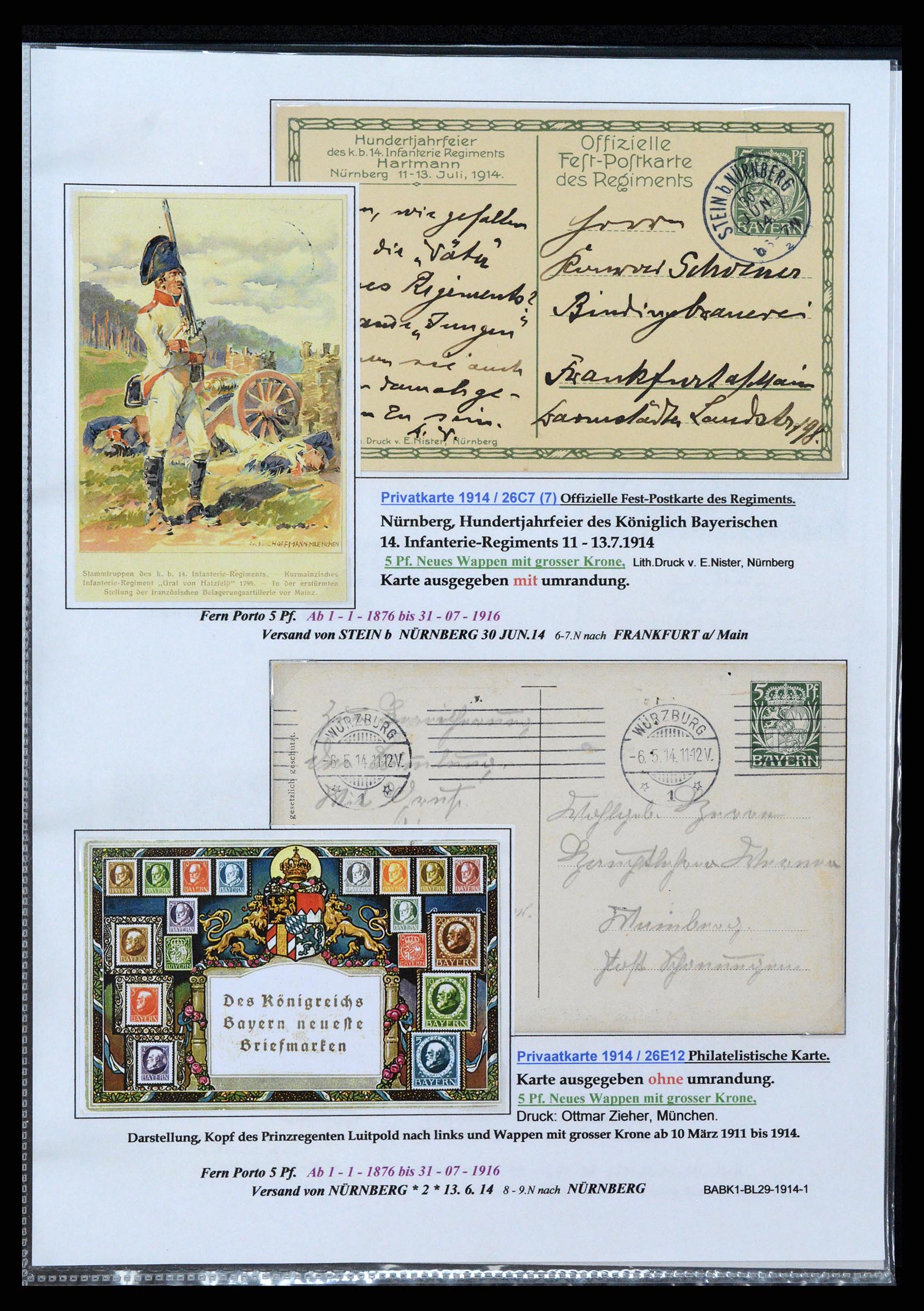 37097 082 - Postzegelverzameling 37097 Beieren postwaardestukken 1870-1920.