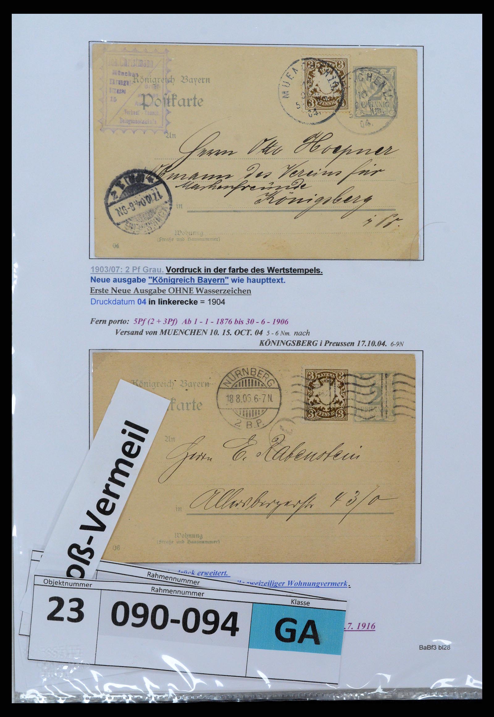 37097 084 - Postzegelverzameling 37097 Beieren postwaardestukken 1870-1920.