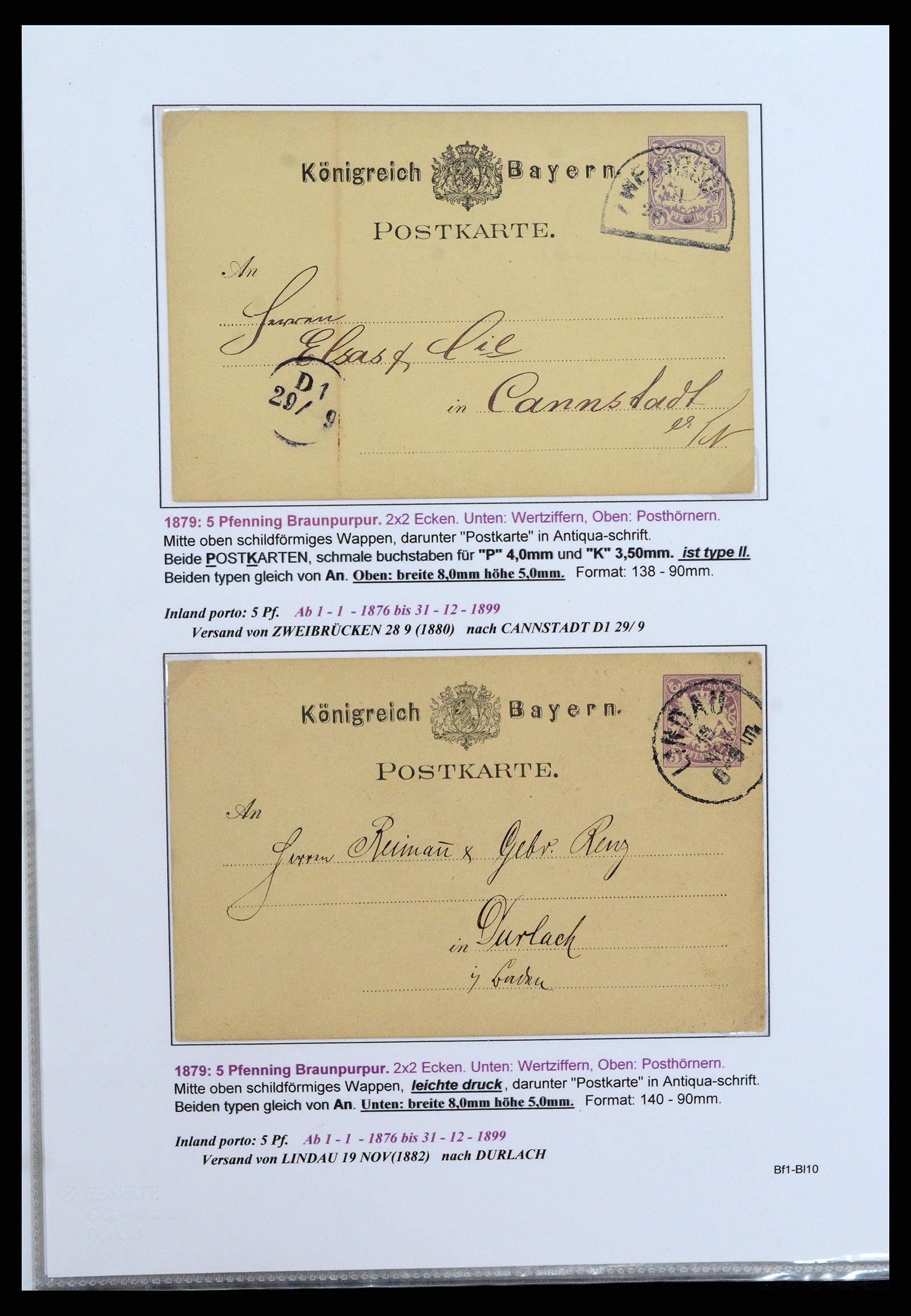 37097 089 - Postzegelverzameling 37097 Beieren postwaardestukken 1870-1920.