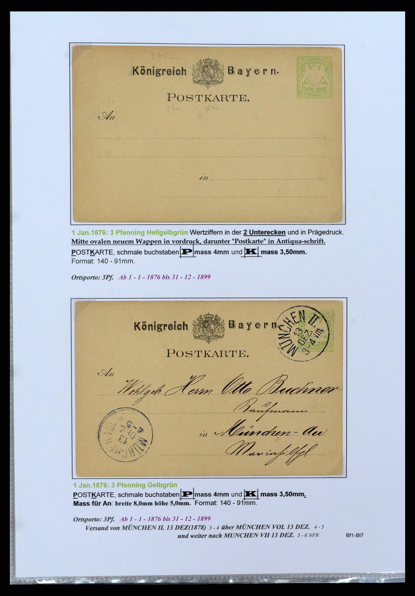 37097 092 - Postzegelverzameling 37097 Beieren postwaardestukken 1870-1920.