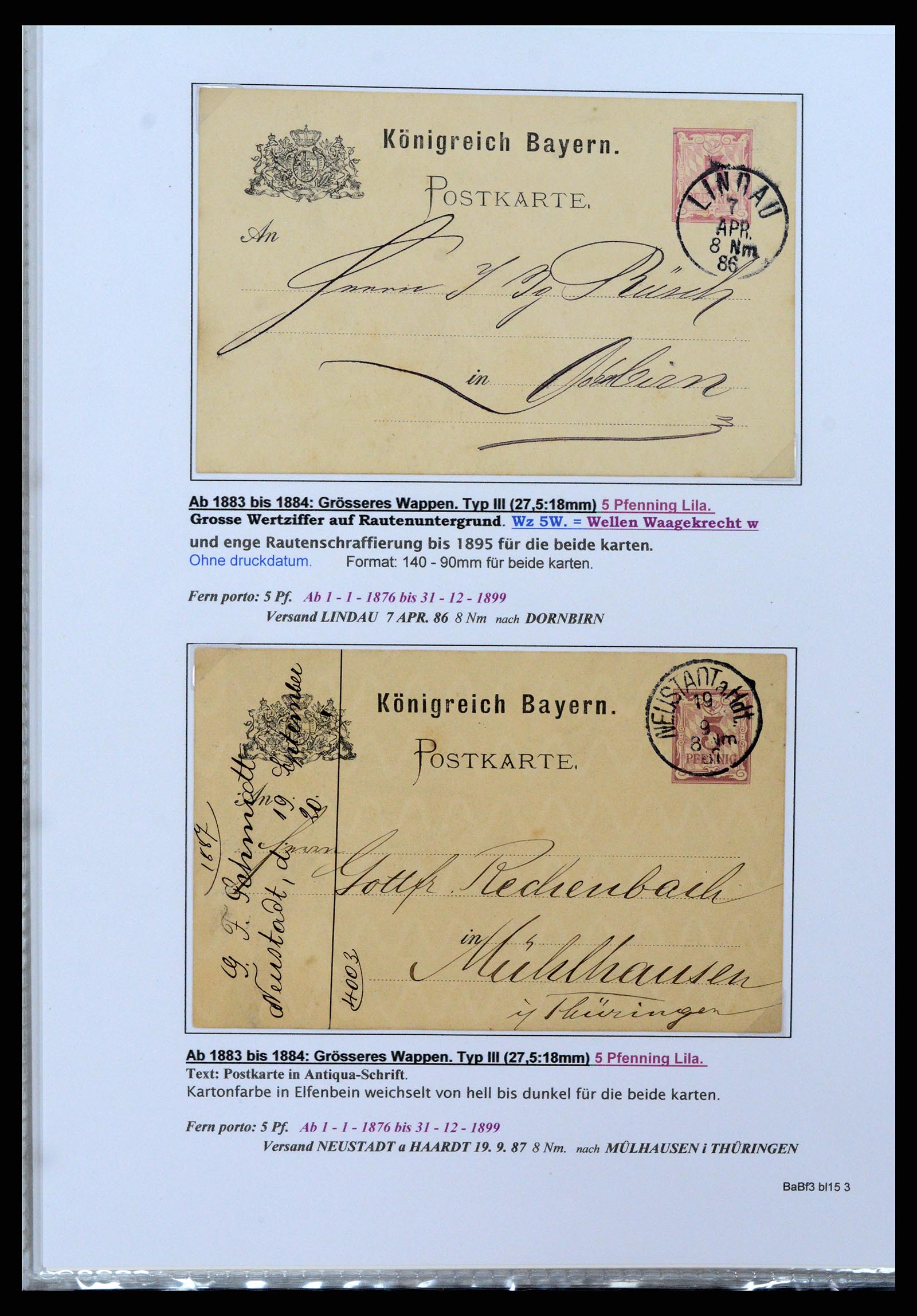 37097 093 - Postzegelverzameling 37097 Beieren postwaardestukken 1870-1920.