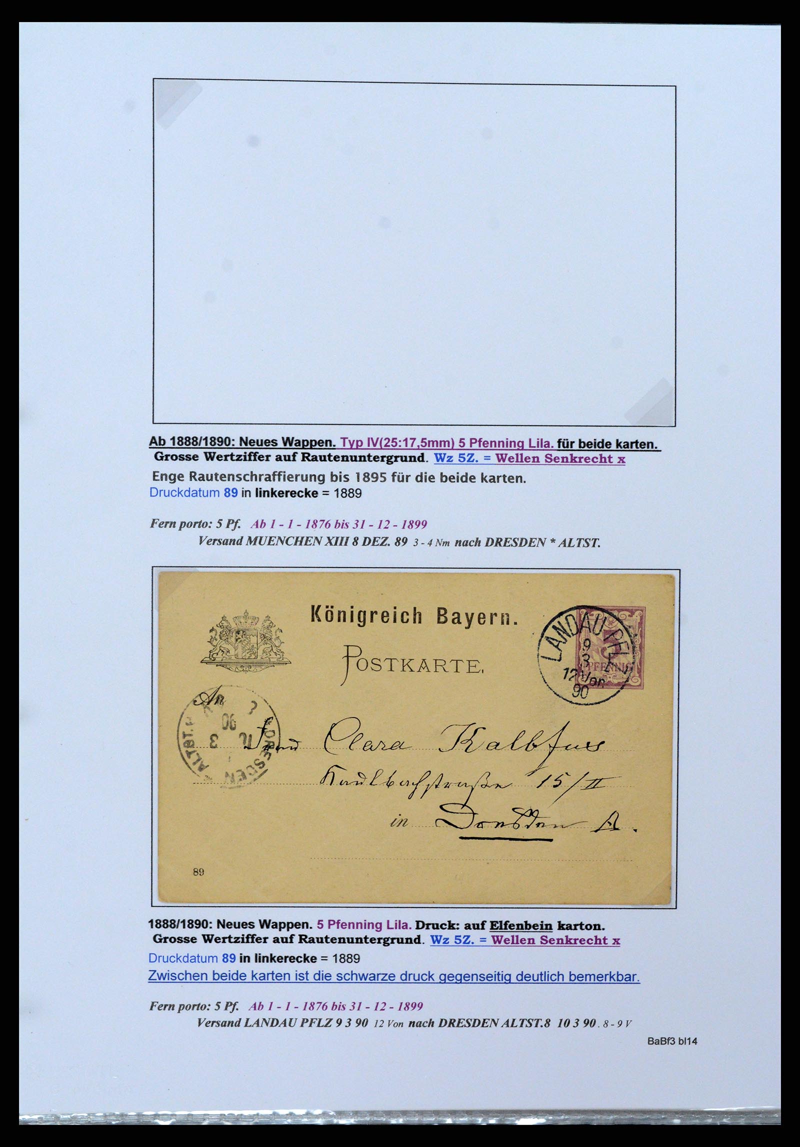 37097 097 - Postzegelverzameling 37097 Beieren postwaardestukken 1870-1920.