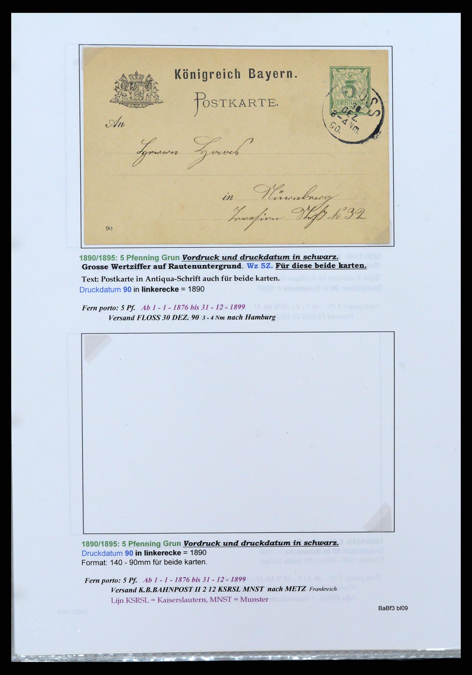 37097 098 - Postzegelverzameling 37097 Beieren postwaardestukken 1870-1920.