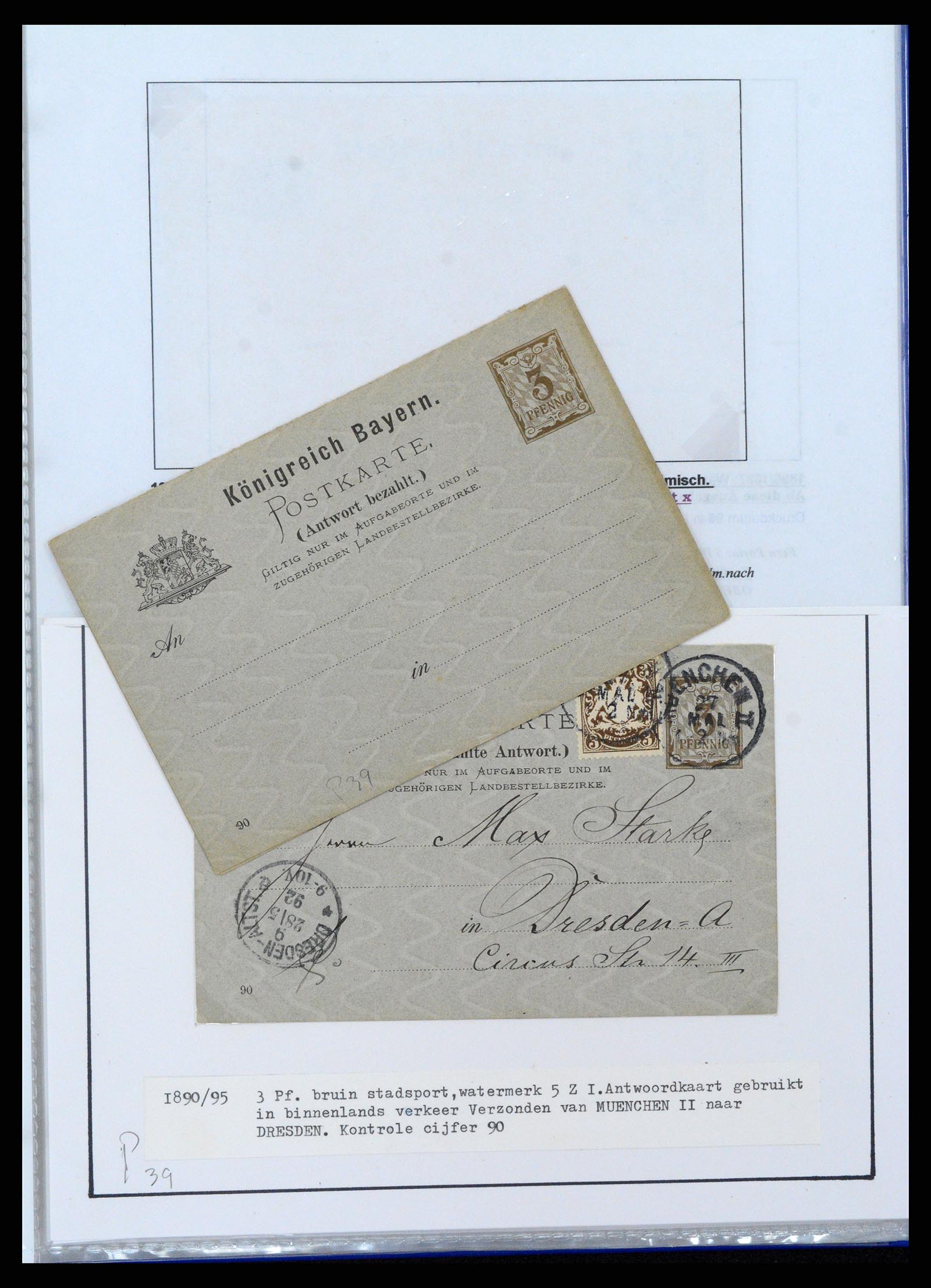 37097 162 - Postzegelverzameling 37097 Beieren postwaardestukken 1870-1920.