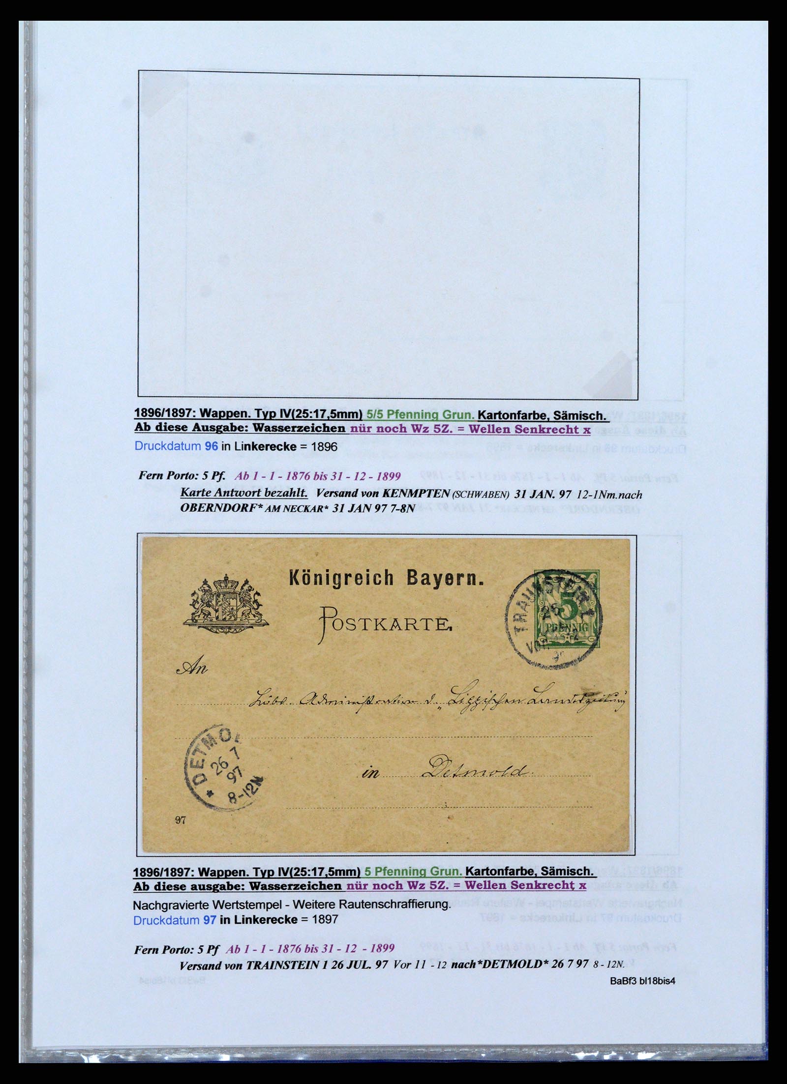 37097 163 - Postzegelverzameling 37097 Beieren postwaardestukken 1870-1920.