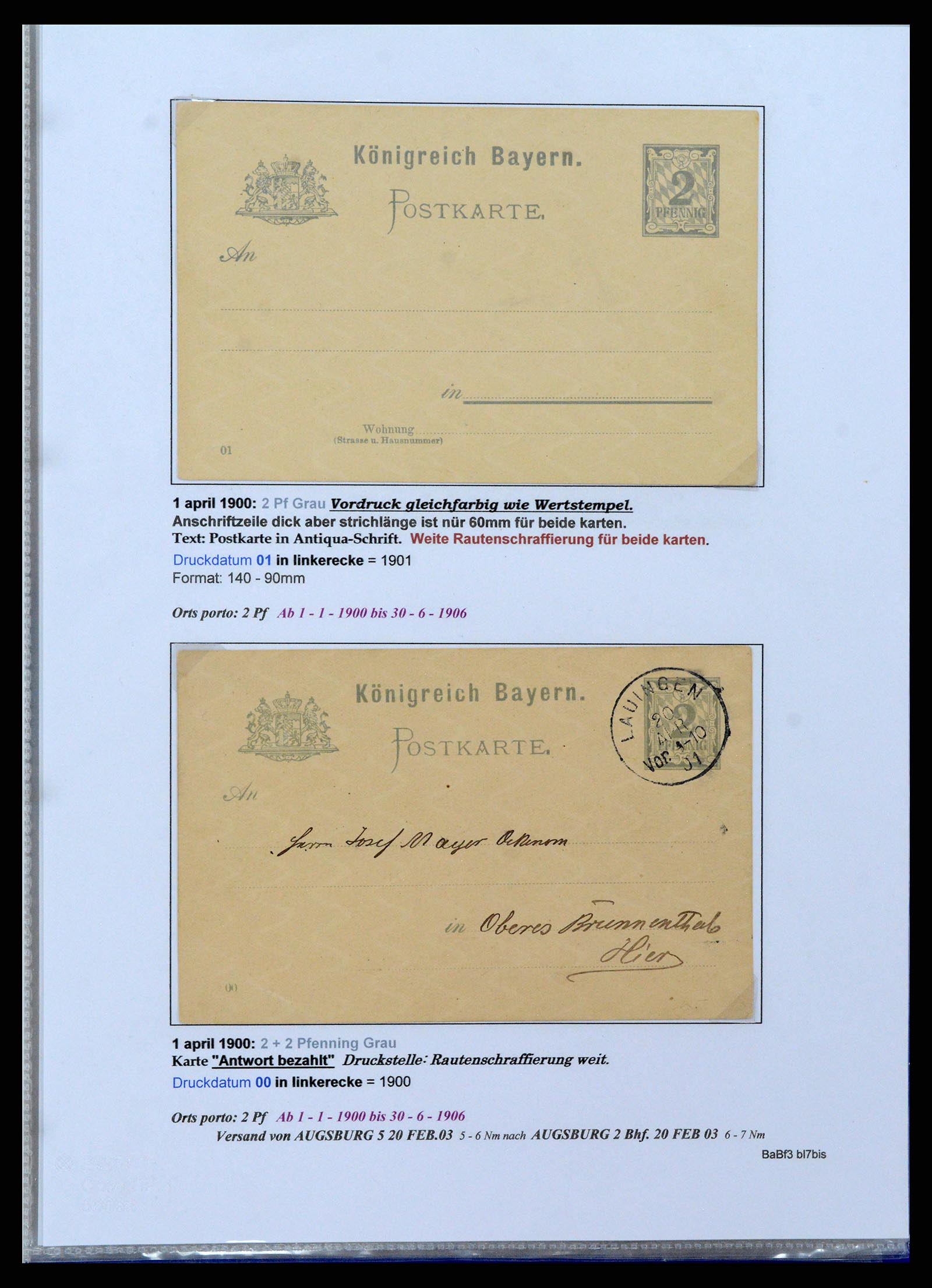 37097 165 - Postzegelverzameling 37097 Beieren postwaardestukken 1870-1920.