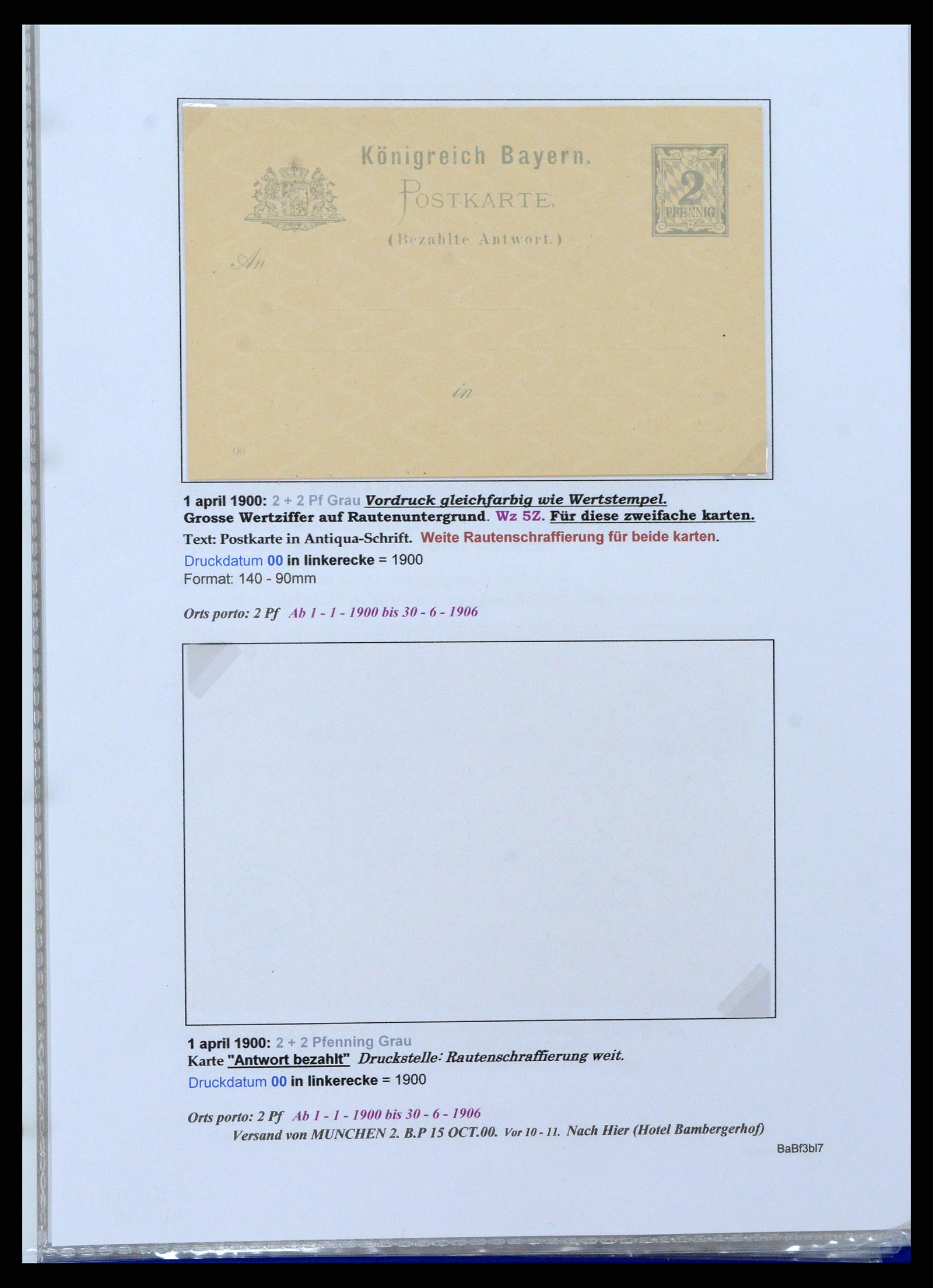 37097 166 - Postzegelverzameling 37097 Beieren postwaardestukken 1870-1920.