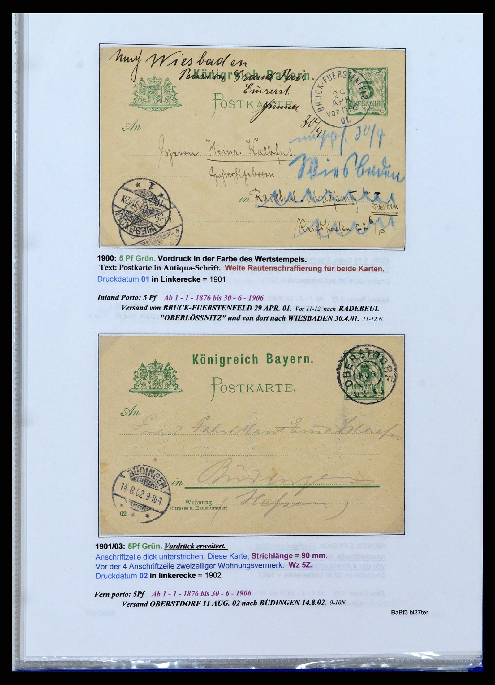 37097 169 - Postzegelverzameling 37097 Beieren postwaardestukken 1870-1920.