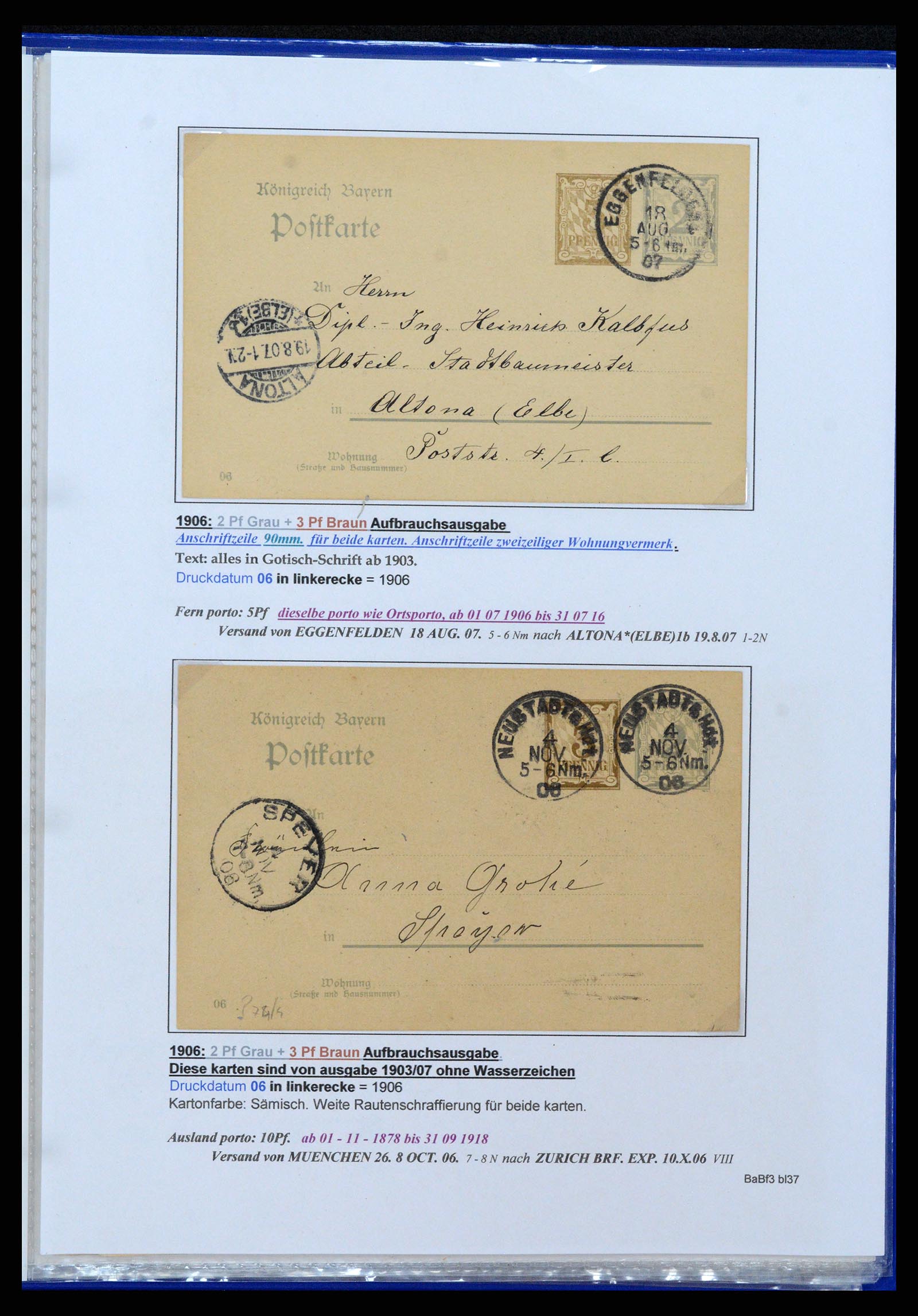 37097 173 - Postzegelverzameling 37097 Beieren postwaardestukken 1870-1920.