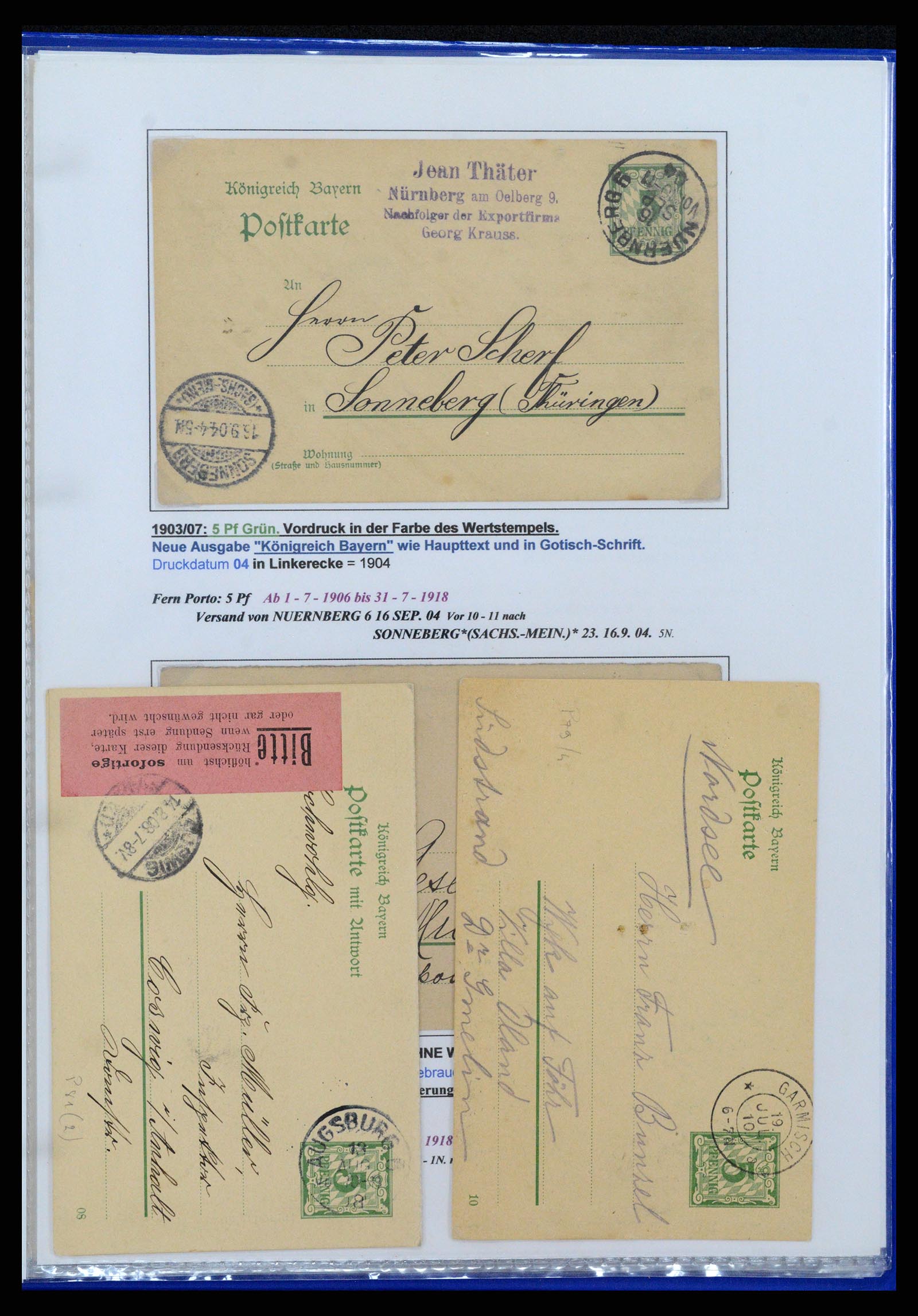 37097 174 - Postzegelverzameling 37097 Beieren postwaardestukken 1870-1920.