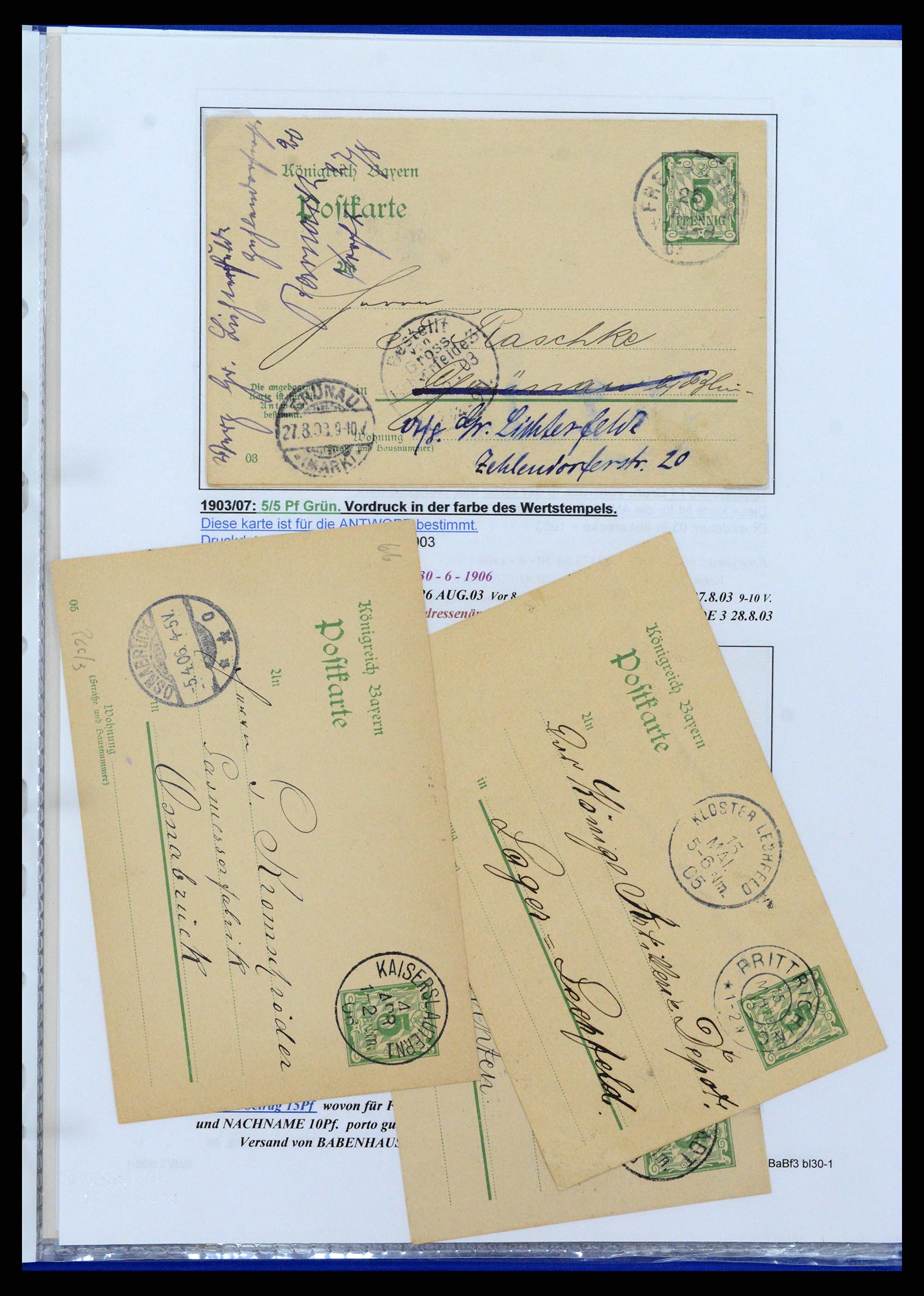 37097 177 - Postzegelverzameling 37097 Beieren postwaardestukken 1870-1920.