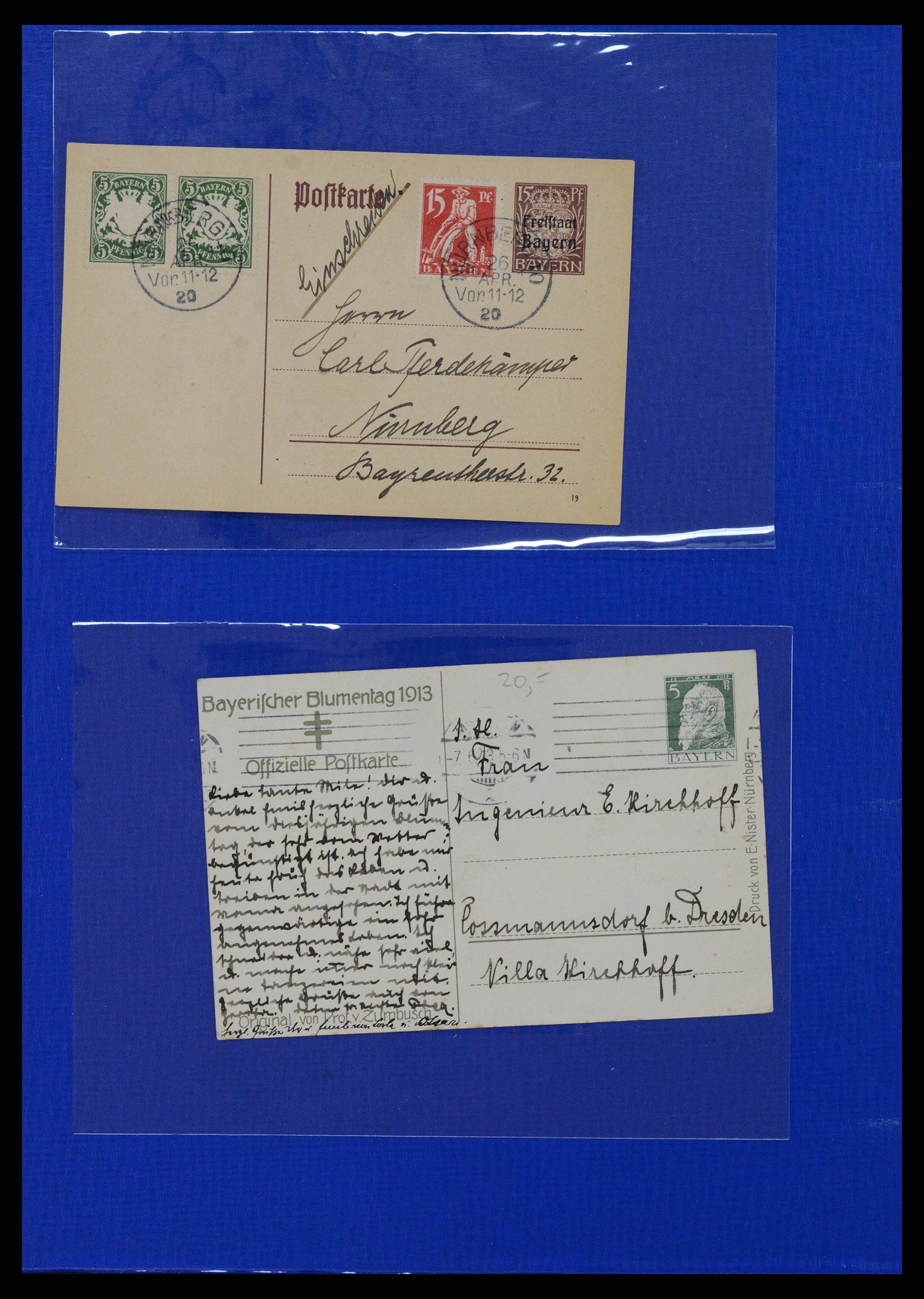 37097 184 - Postzegelverzameling 37097 Beieren postwaardestukken 1870-1920.